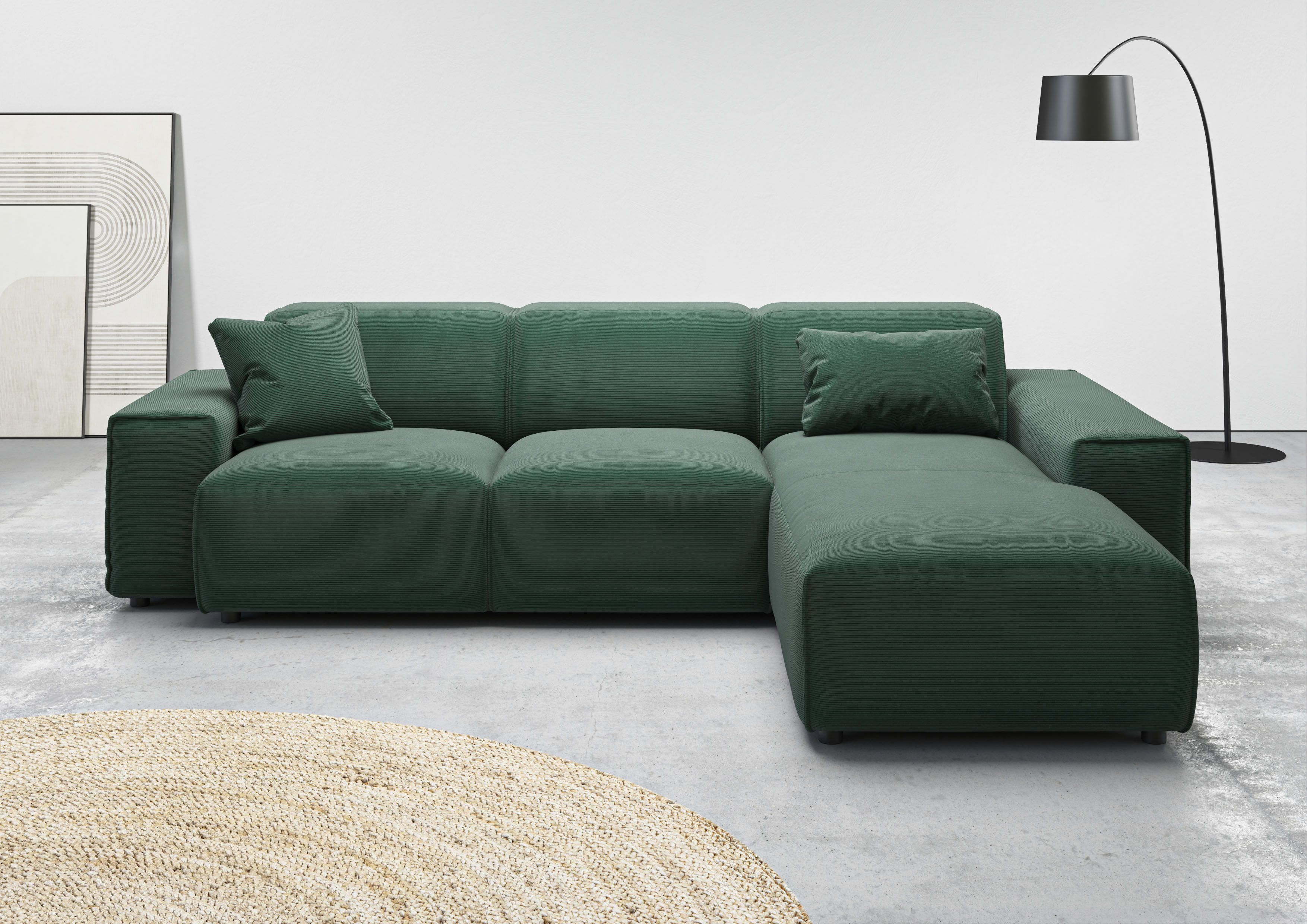 Home affaire Ecksofa "Glimminge L-Form auch in Breitcord, Feincord + Easy care-Bezug," Breite 264, Zierkissen