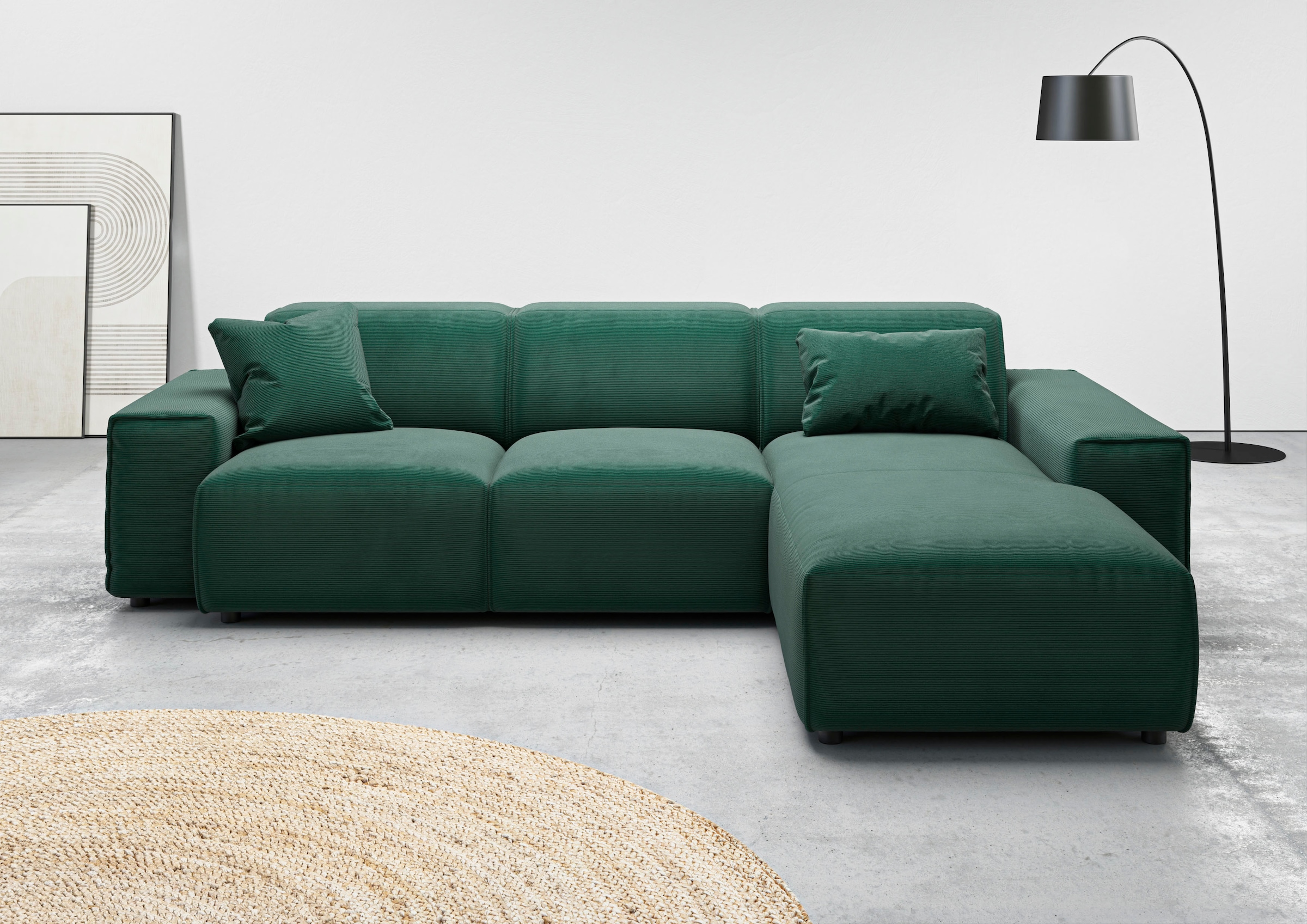 Ecksofa HOME AFFAIRE, B:264cm H:71cm T:191cm, grün, 95% Polyester, 5% Nylon, Wohnzimmer, Sofas, "Glimminge L-Form, Breite 264cm, auch in Cord + Easy