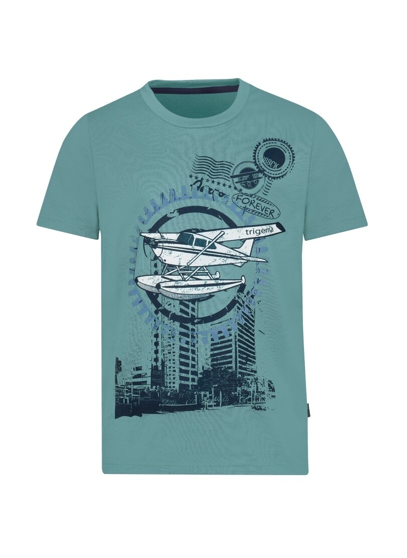 Trigema T-Shirt »TRIGEMA T-Shirt für Jungen mit Flugzeug-Druckmotiv«, (1 tlg.)