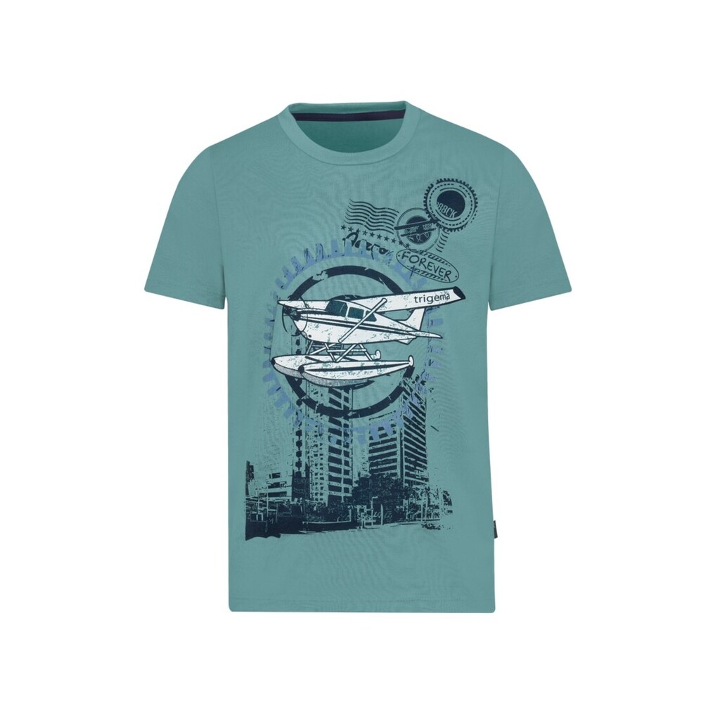 Trigema T-Shirt »TRIGEMA T-Shirt für Jungen mit Flugzeug-Druckmotiv«, (1 tlg.)