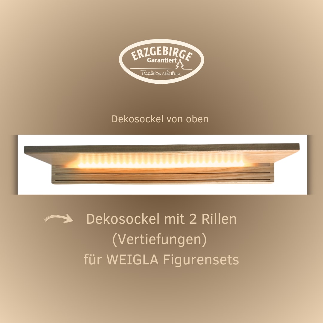 Weigla LED Dekolicht »Dekosockel aus lackiertem Eschenholz, BxHxT: 60x14,4x7 cm« Deko aus dem Erzgebirge für Weihnachten und das ganze Jahr
