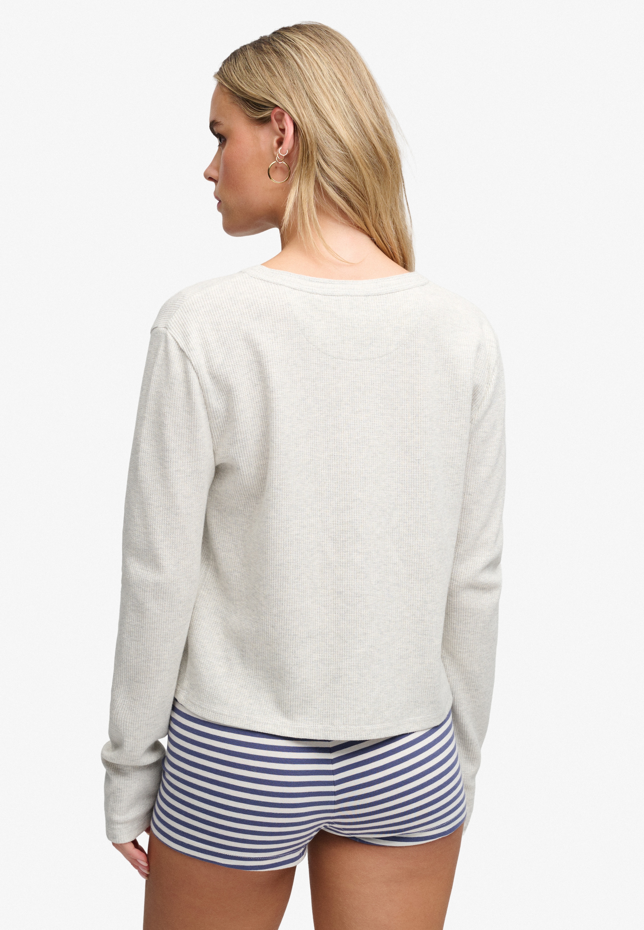 Superdry Langarmshirt »ATH ESS WAFFLE BUTTON LS TOP« Baumwollmischung, skinny fit