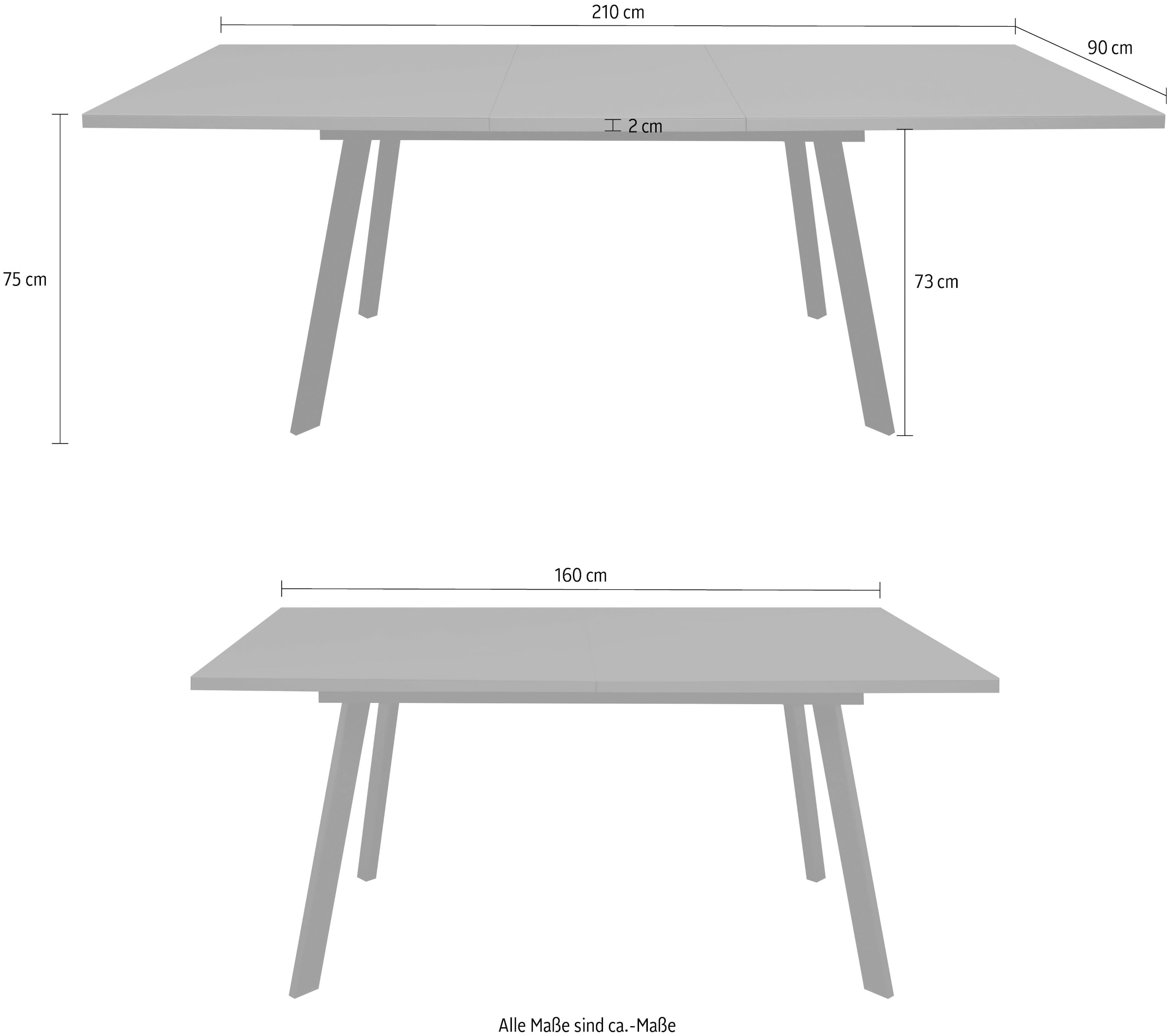 Mäusbacher Esstisch »Imola TOPSELLER!«, (OTTOs Choice Tisch), Mäusbacher Esstisch, Breite 160 cm, mit Glasoberplatte, 4 Metallfüße