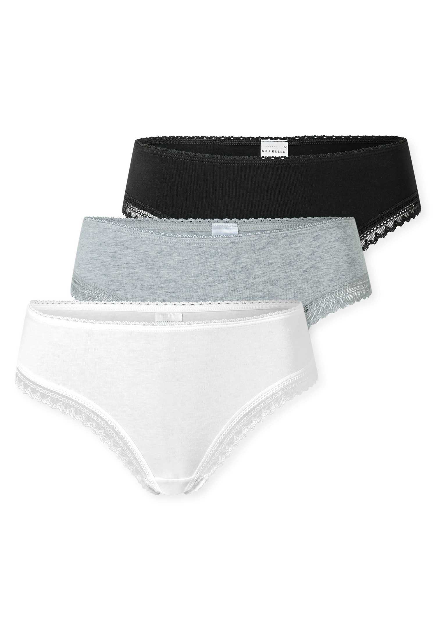 Schiesser String "Modern Multipacks", (3er Pack), Spitzenbänder, Baumwollmi günstig online kaufen