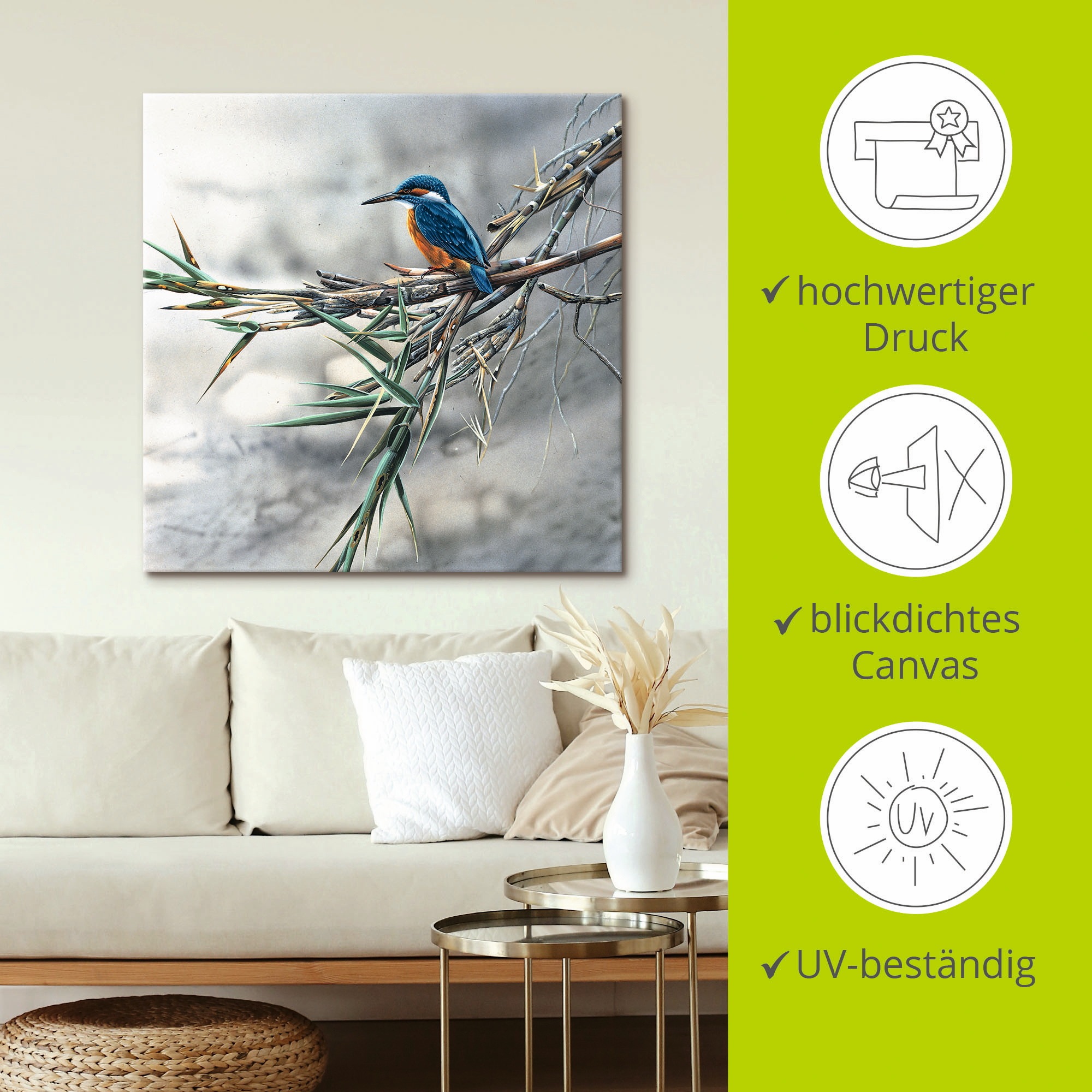 Artland Wandbild »Eisvogel I«, Vögel, (1 St.), als Leinwandbild, Poster, Wandaufkleber in verschied. Größen