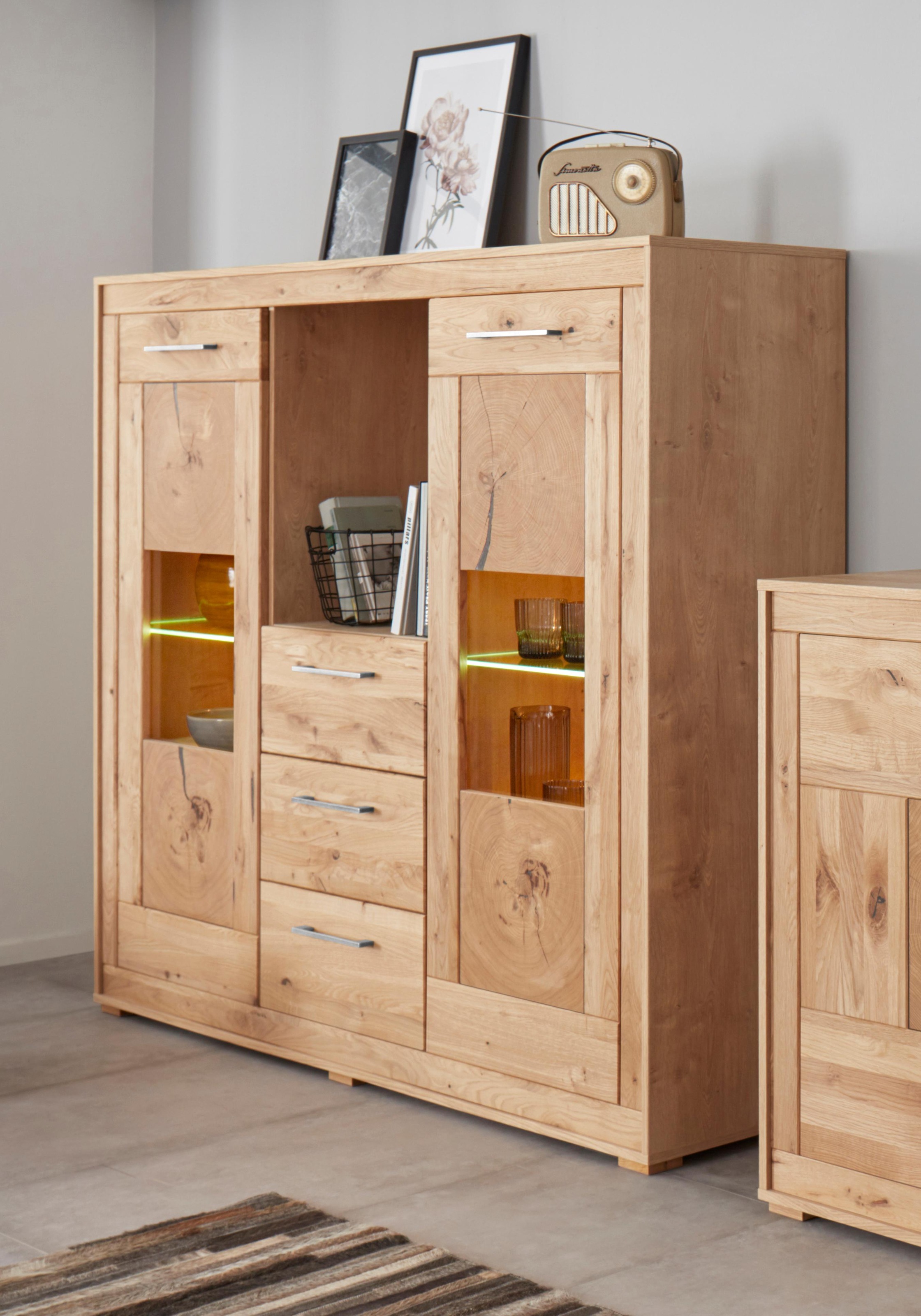 VOGL Möbelfabrik Highboard, Breite 154 cm, Teilmassivholz, Made in Germany günstig online kaufen