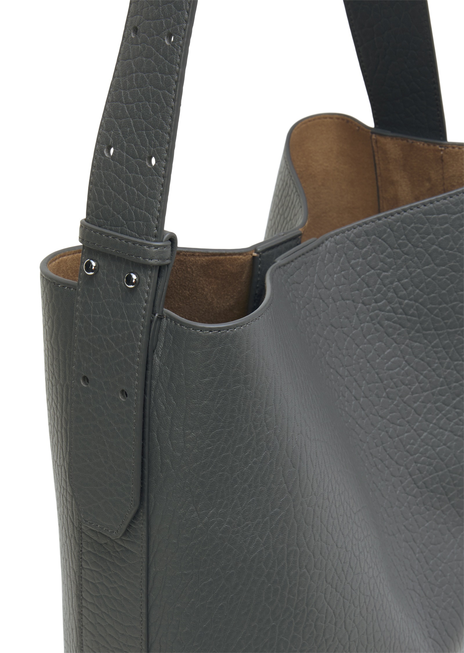 Umhängetasche MARC O'POLO "mit herausnehmbarer Innenpouch", Damen, Gr. B/H/T: 11cm x 35cm x 10cm, castlerock, Leder, unifarben, Taschen Umhängetasche 2