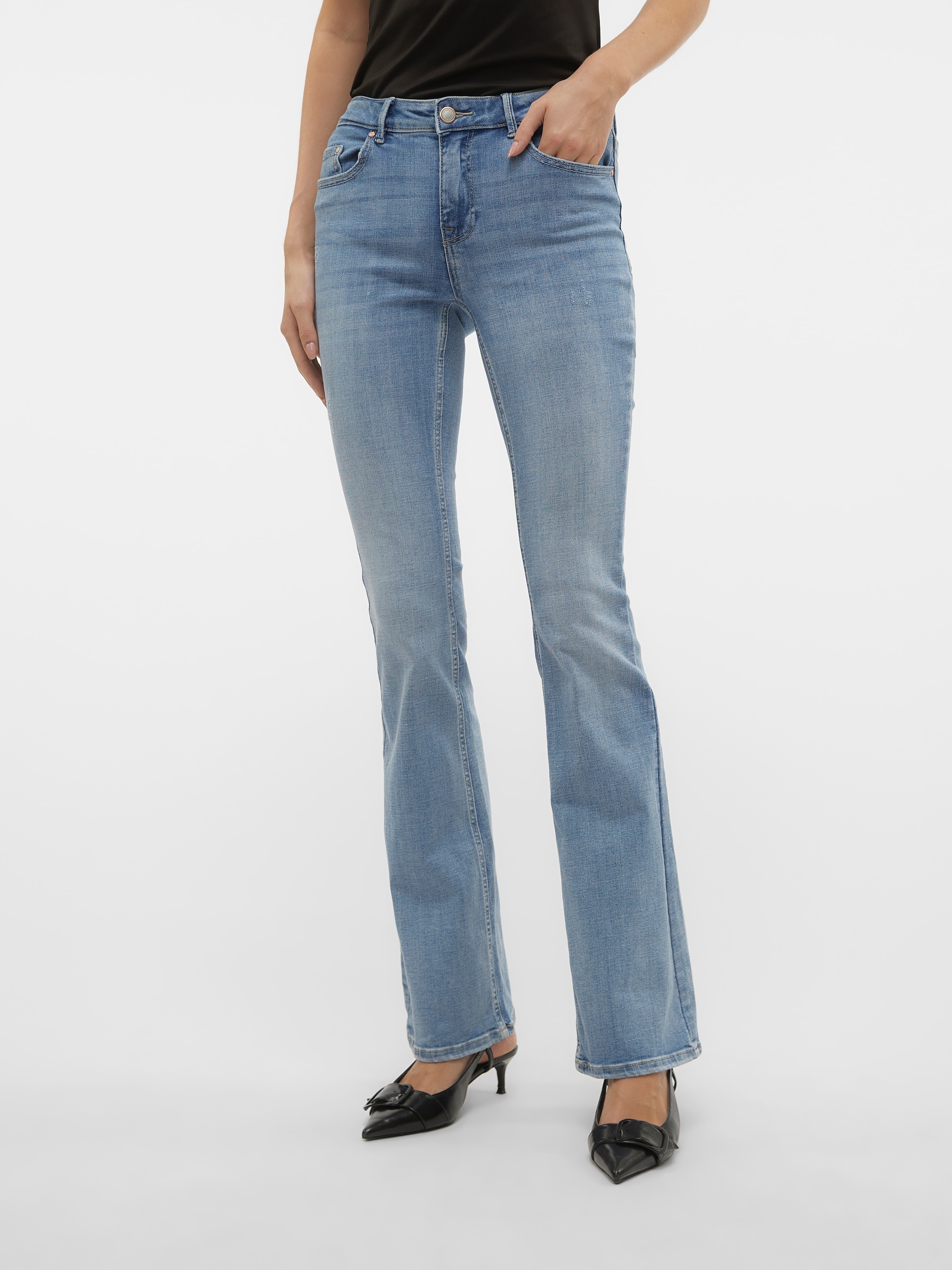 Vero Moda "VMFLASH MR FLARED JEANS LI371 GA NOOS" Baumwollmischung mit Stre günstig online kaufen