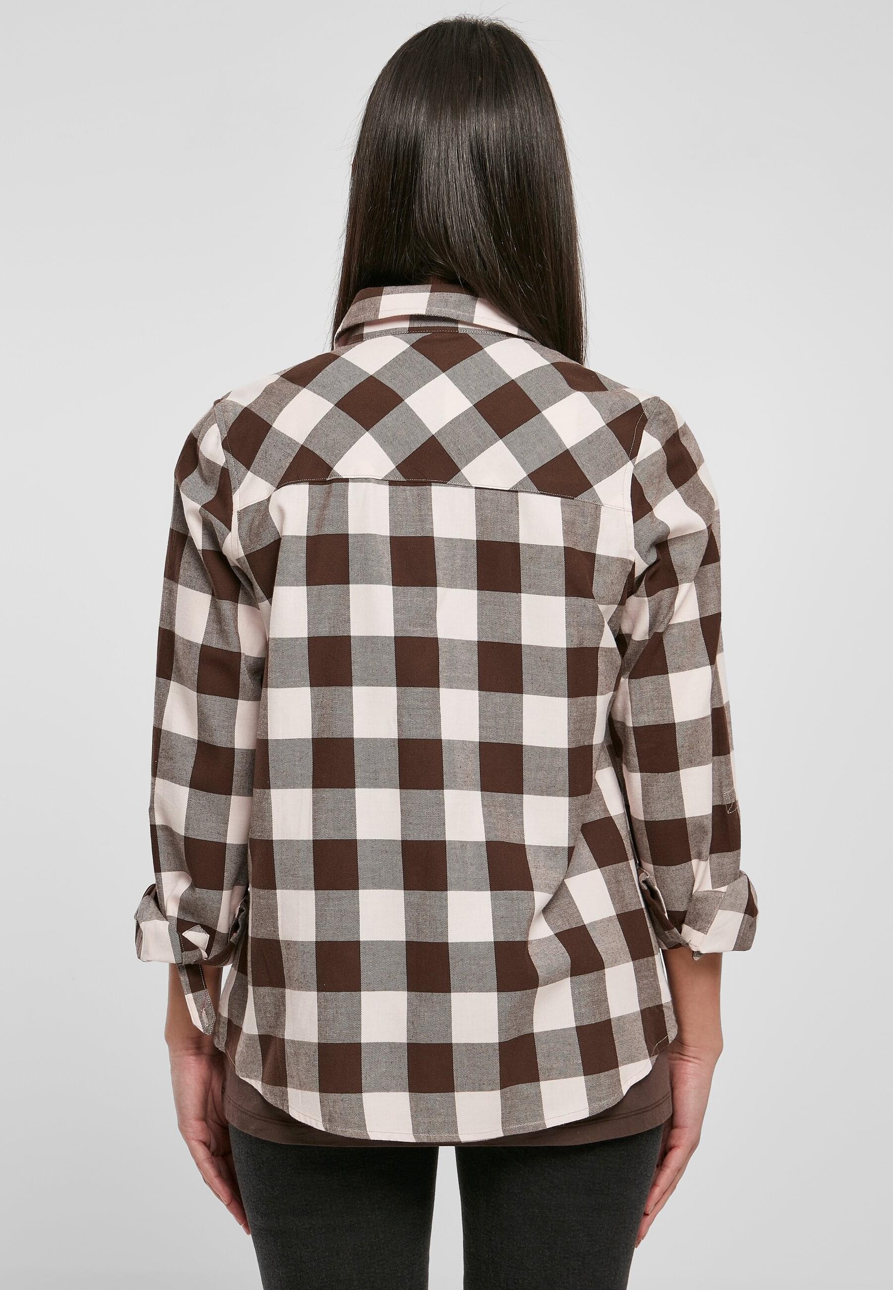 URBAN CLASSICS Langarmhemd »Urban Classics Damen Ladies Turnup Checked Flanell Shirt«, (1 tlg.)