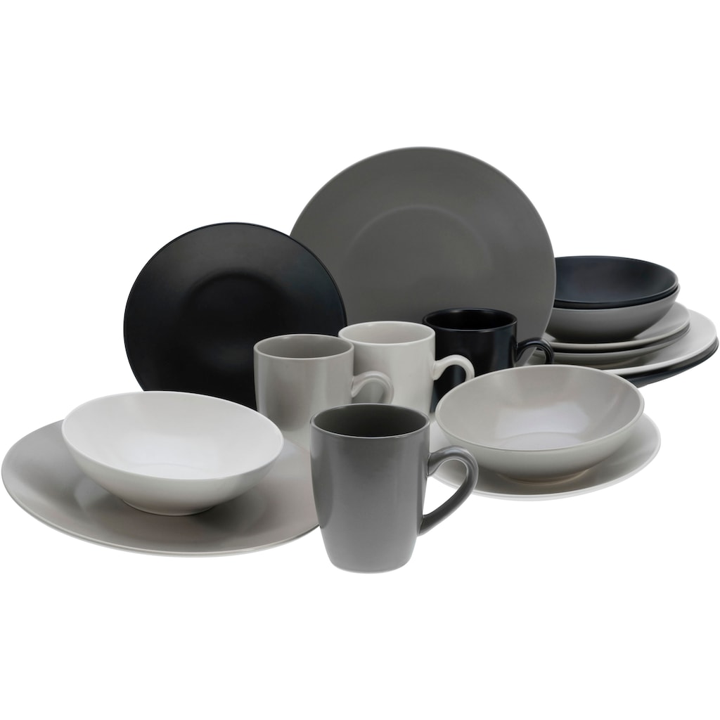 CreaTable Kombiservice »Geschirr-Set Manhattan«, (Set, 16 tlg., Kaffeeservice und Tafelservice im Set, für 4 Personen)