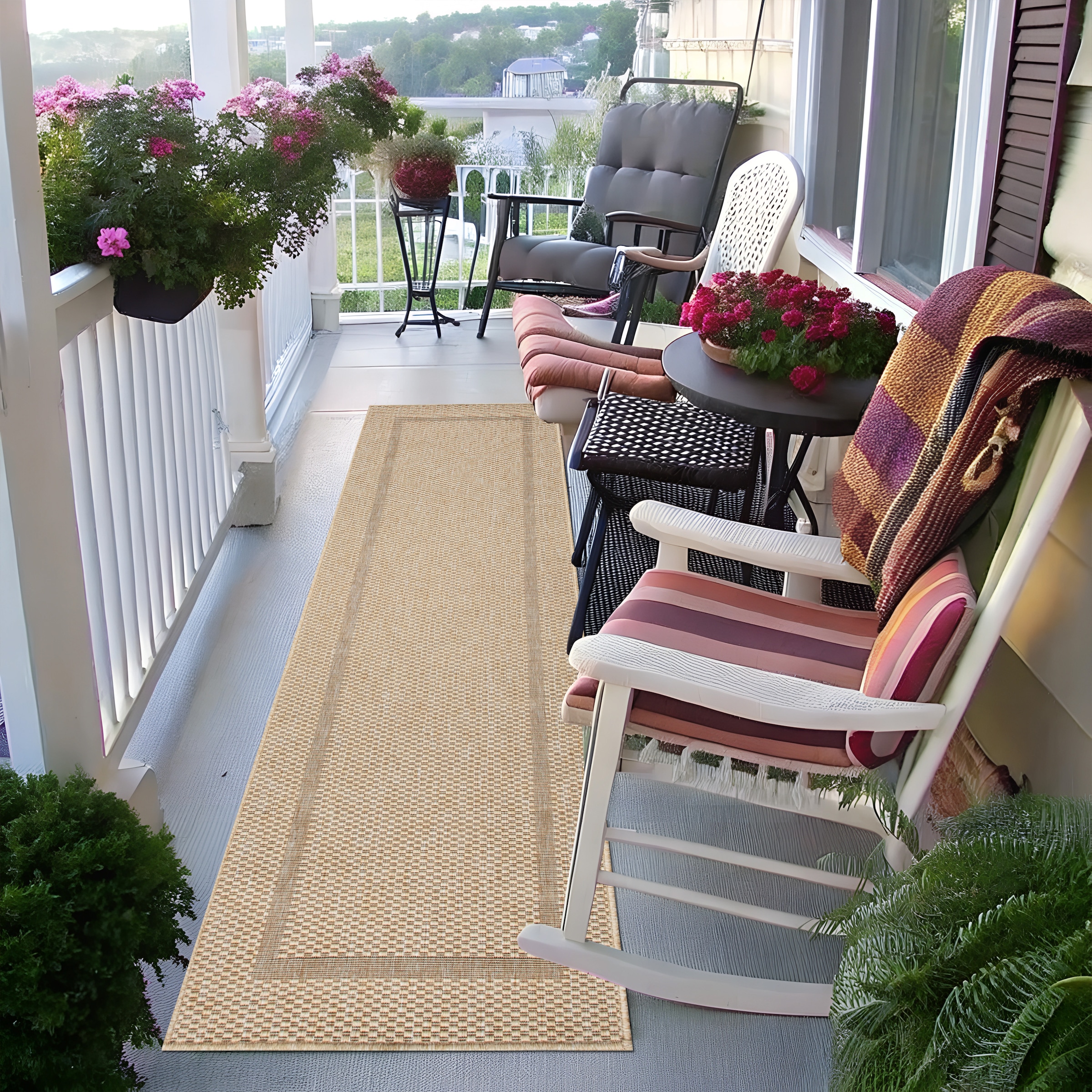my home Teppich »Venedig Bordüre auch als Läufer erhältlich«, rechteckig, 3 mm Höhe, In- und Outdoor geeignet, Sisal-Optik, Wetterfest & UV-beständig