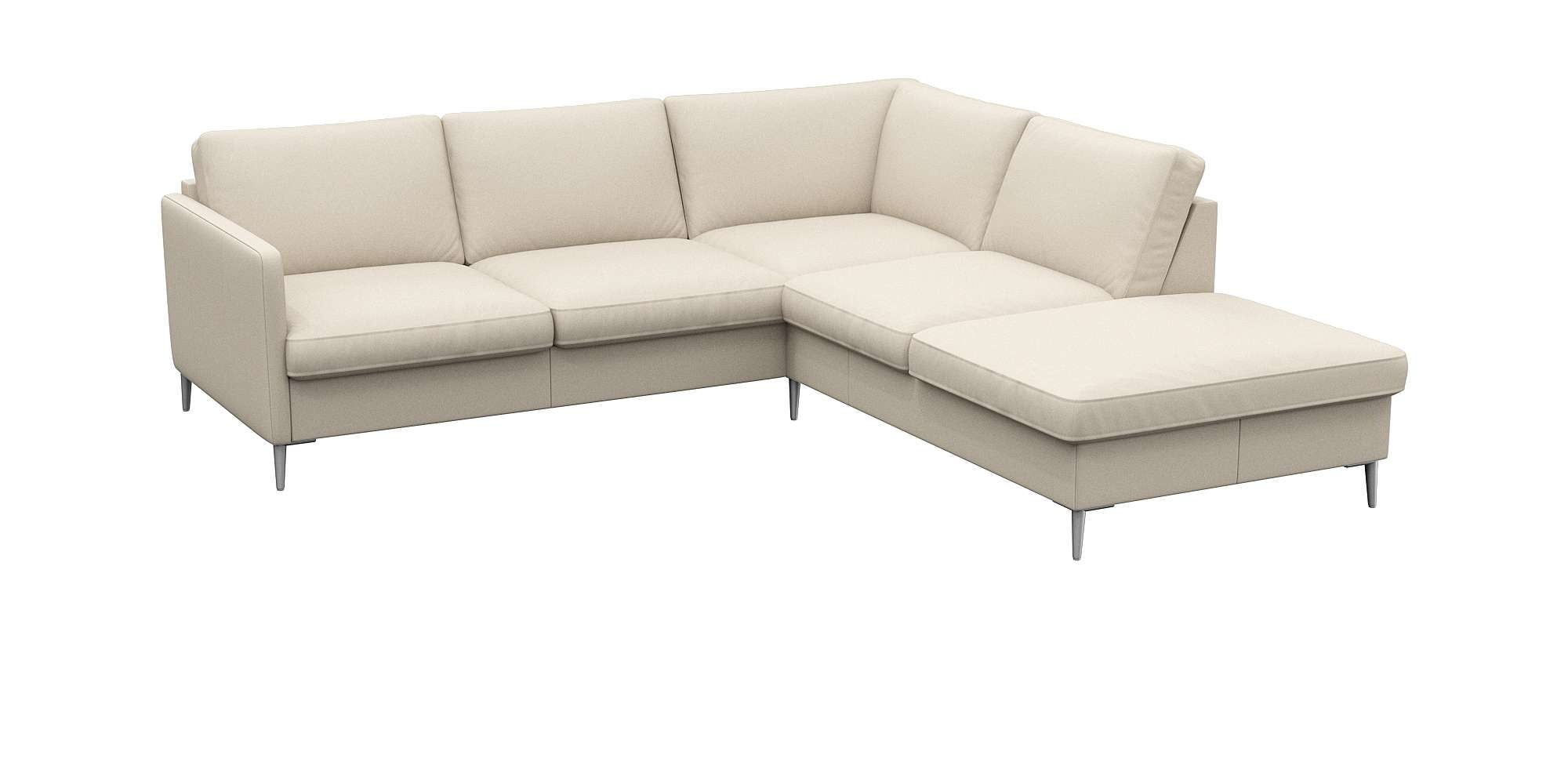 FLEXLUX Ecksofa "Fiore, L-Form", schmale Armlehnen, Füße alufarben, B/T 234 günstig online kaufen