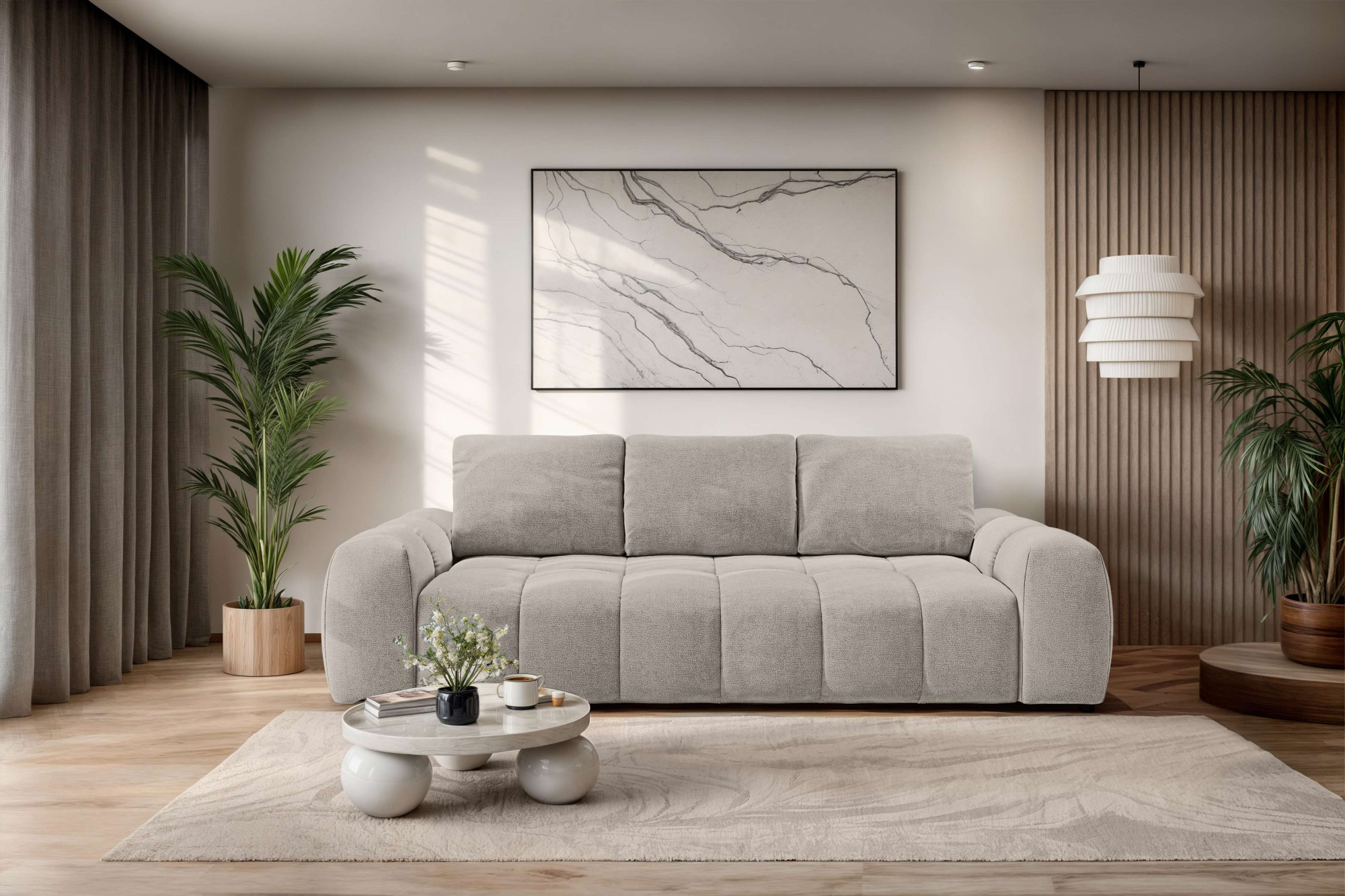 OTTO home 3-Sitzer "AZITA optionale Schlafsofa mit Bettkasten, Breite 253cm" Sofa mit Wellenunterfederung, Bubble-Optik, Verlässliche Qualität