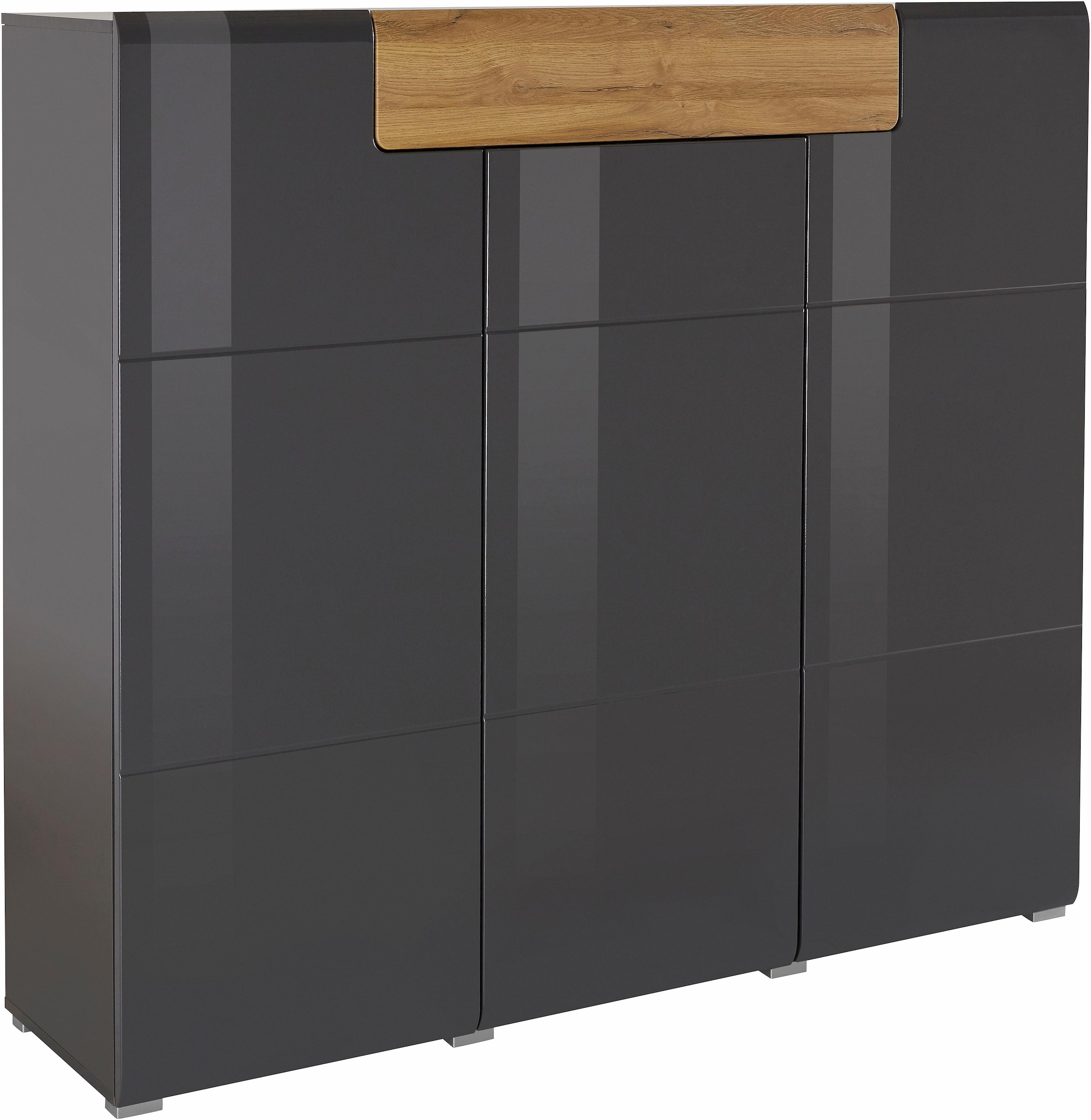 INOSIGN Highboard »Toledo,Breite 147,5 cm,trendige Hochkommode mit 3 Türen 1SK«, Hochschrank mit viel Stauraum, stylische Hochglanzfronten