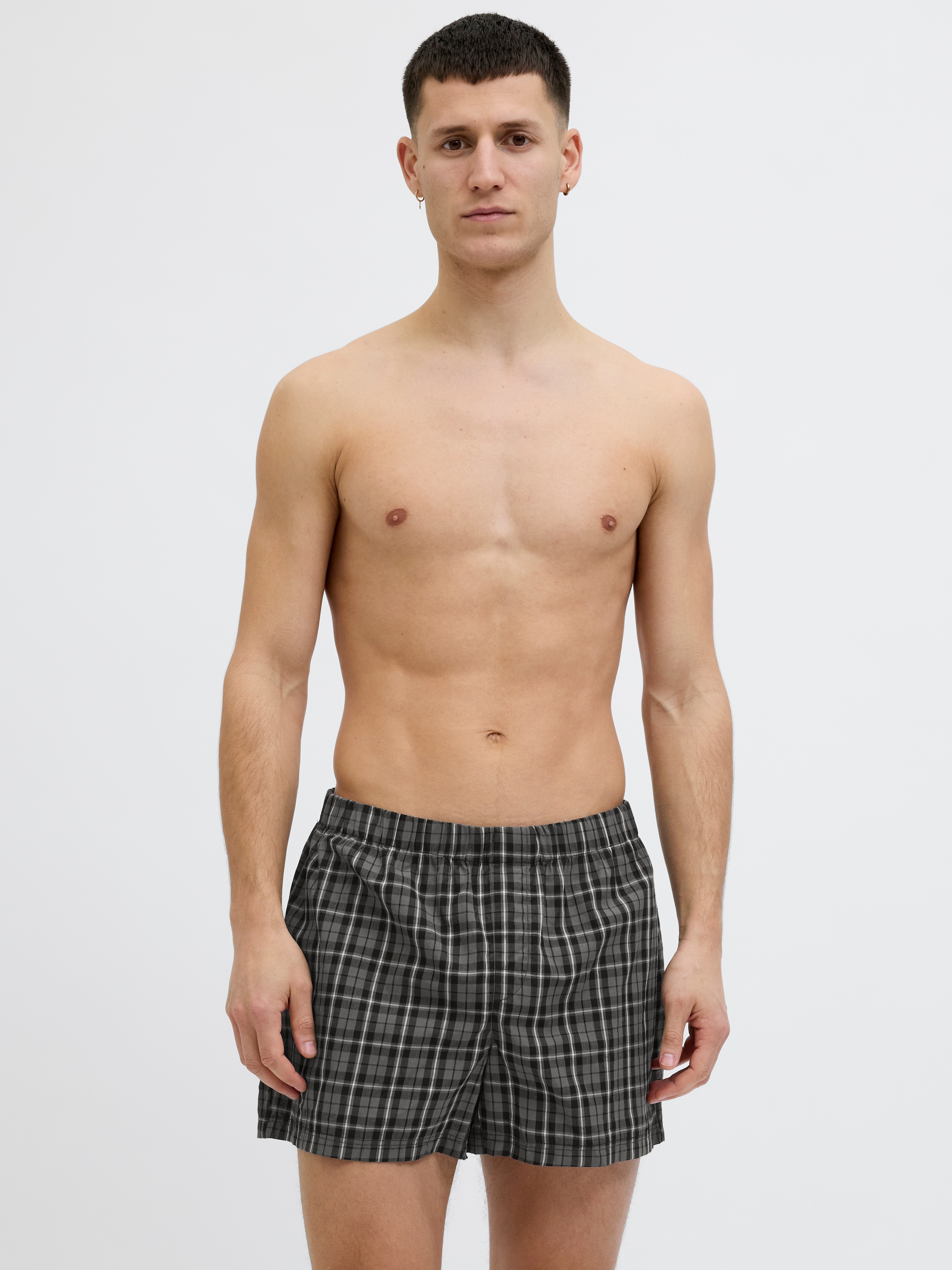 Jack & Jones 3-er Set Boxershorts Schwarz, Weiß & Grau kariert günstig online kaufen
