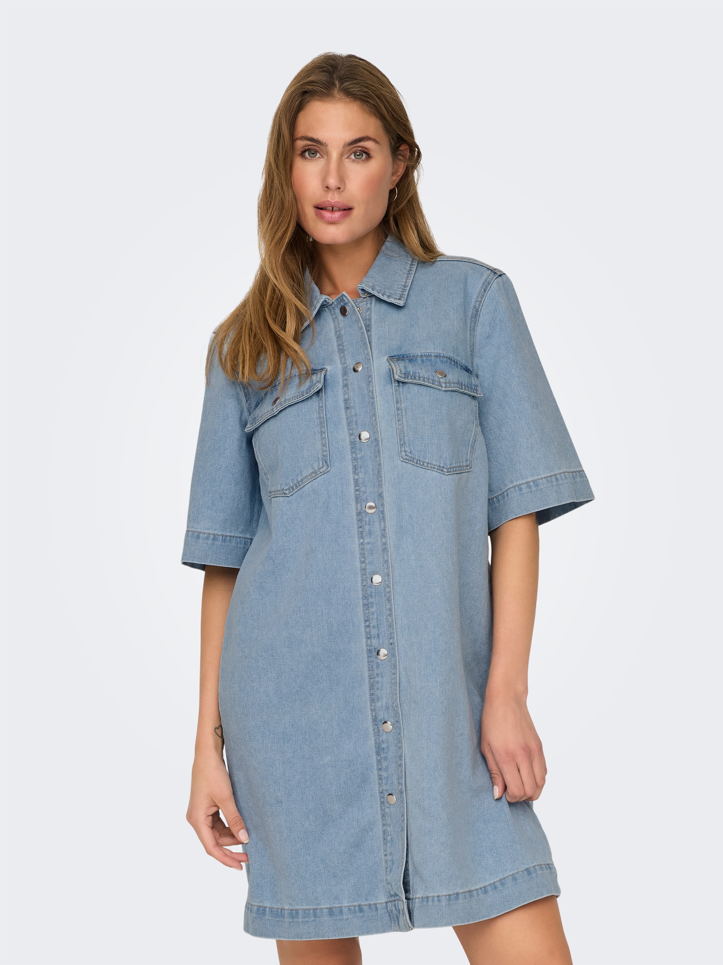 ONLY Jeanskleid "ONLBELLE S/S BUTTON DRESS DNM GUA NOOS" günstig online kaufen