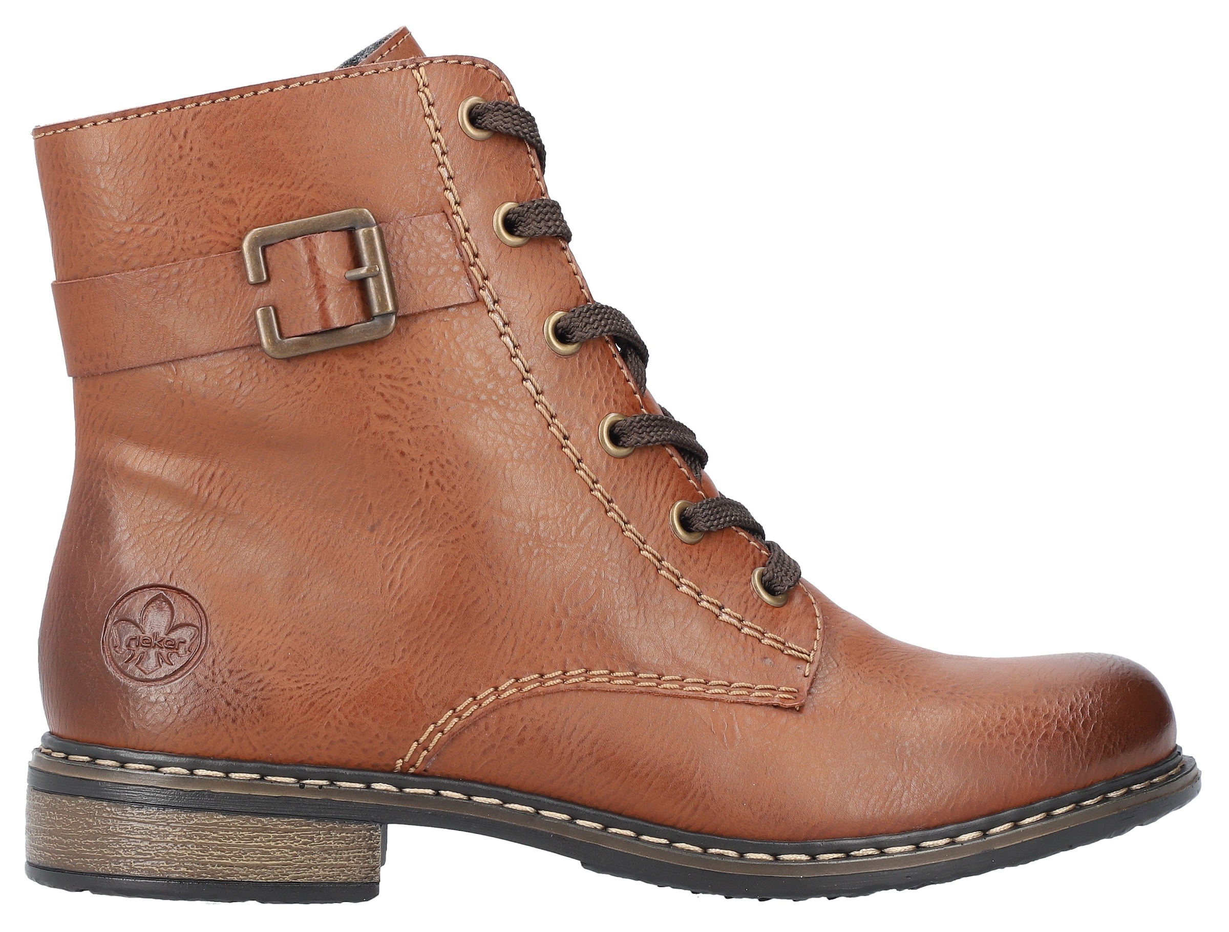 Rieker Schnürstiefelette, Schnürboots, Klassik-Boots, Blockabsatz, in Used-Optik