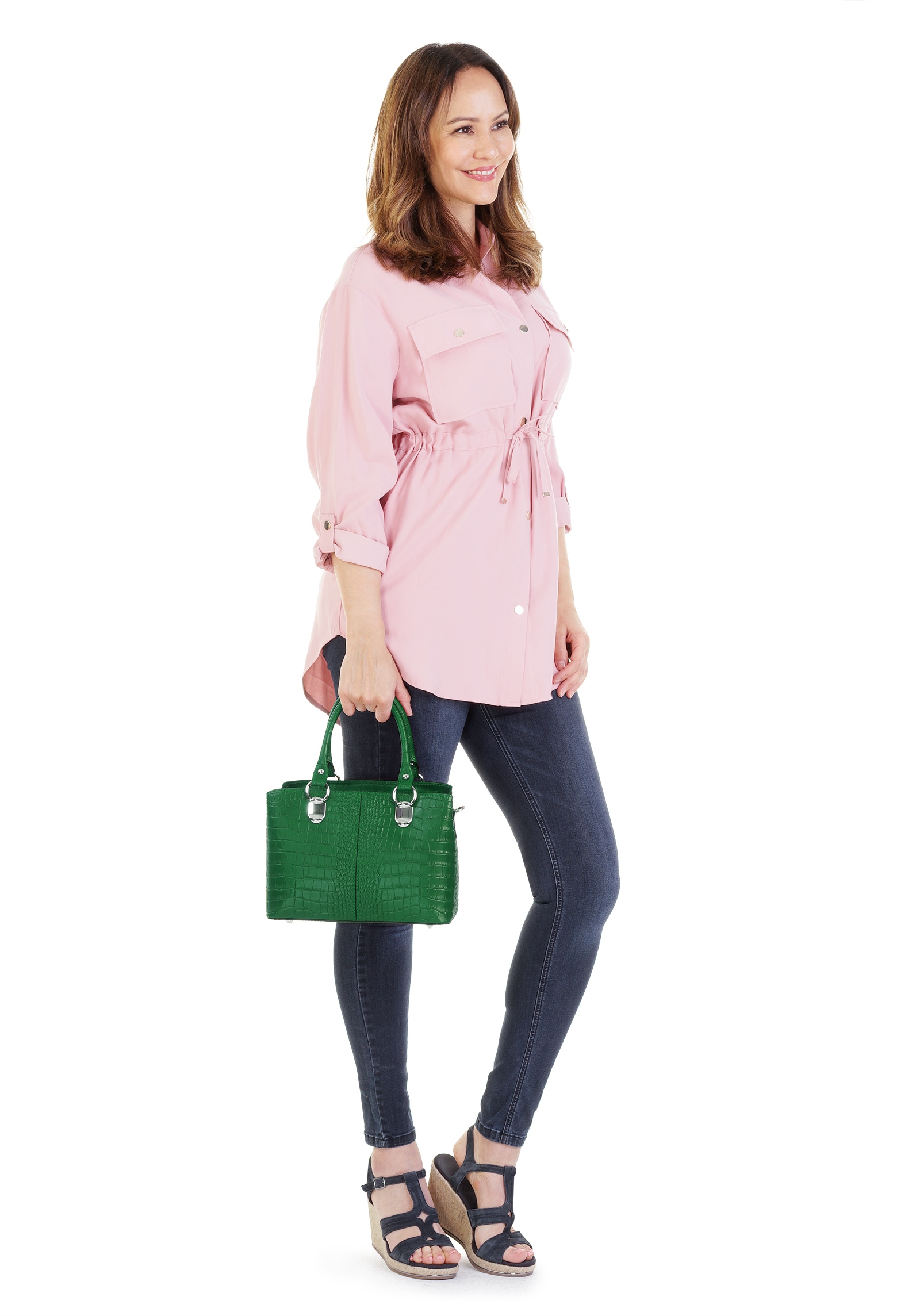 Cluty Umhängetasche, echt Leder, Made in Italy