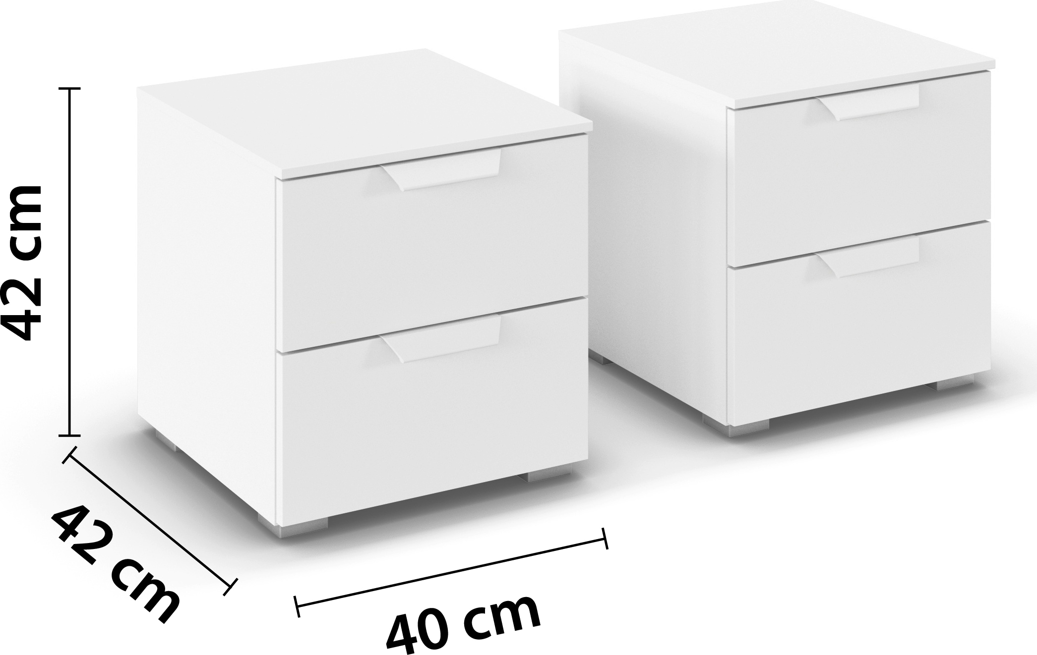 rauch Nachtkommode »Nachttisch Nachtkonsole COSTA Set mit farblich passenden Metallgriffen« in 2 Griff-Farben, Breite je 40 cm, 2 Stk. tlg. je zwei geräumige Schubladen MADE IN GERMANY