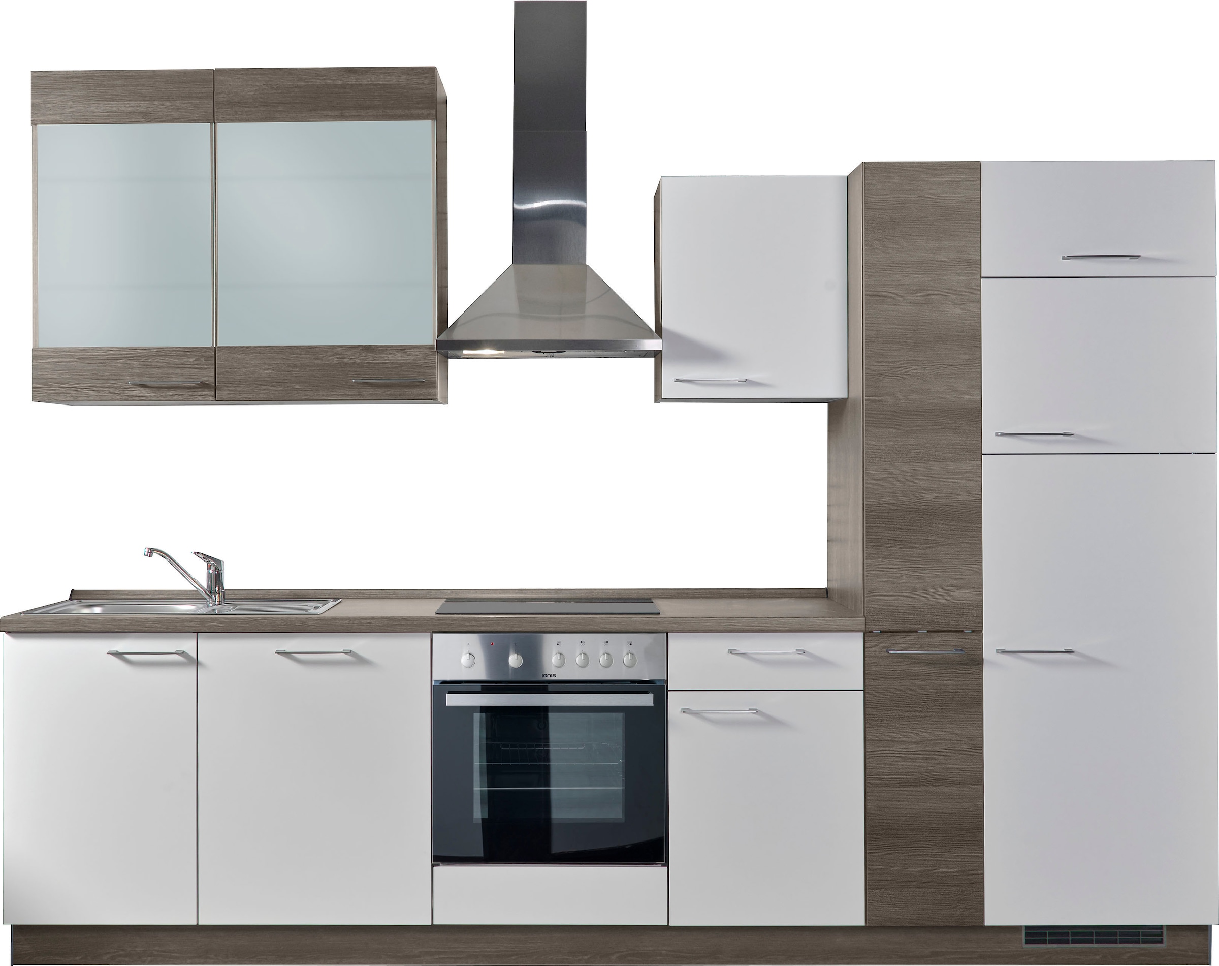 KOCHSTATION Küchenzeile »"KS-Trea", wahlweise mit E-Geräten, höhenverstellbare Füße« vormontiert, mit Vollauszug und Soft-Close-Funktion, Breite 310 cm