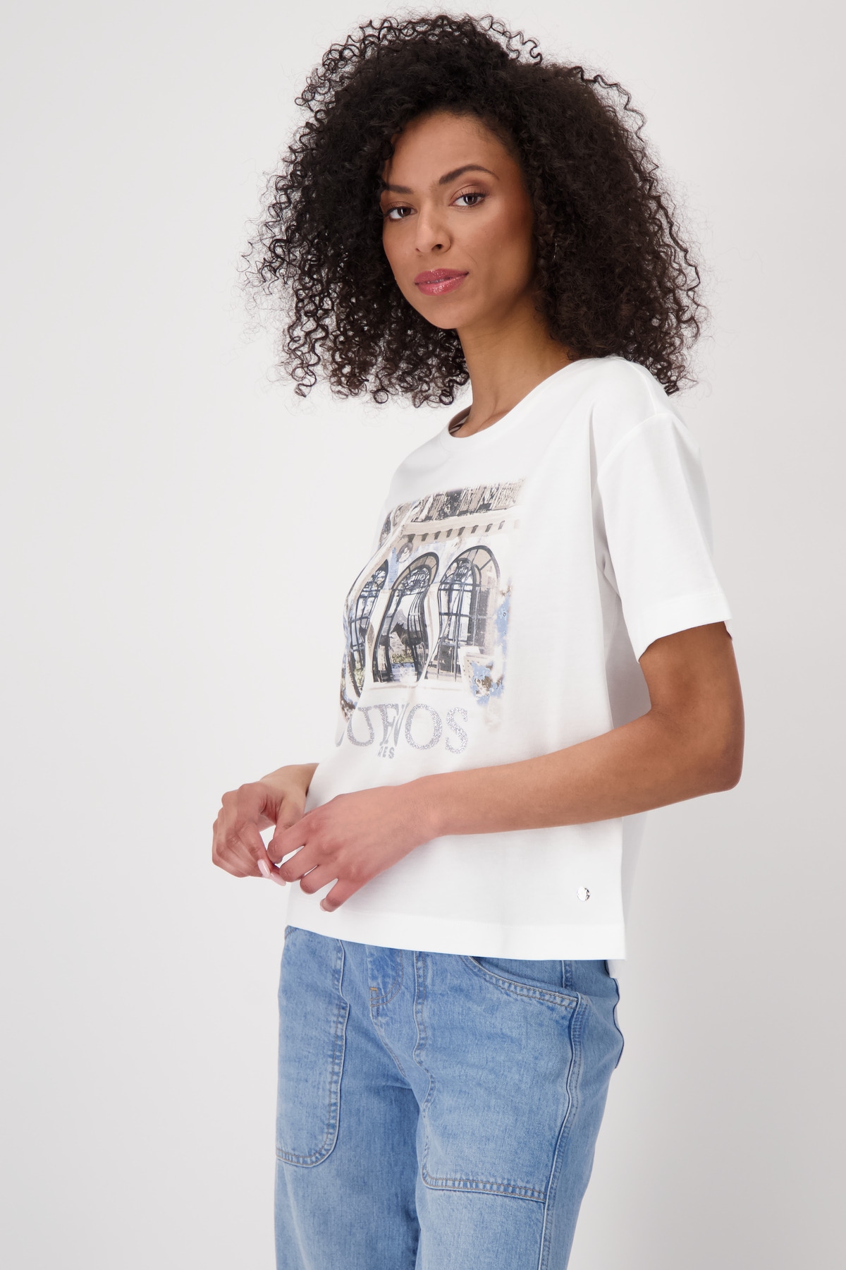 Monari T-Shirt »Shirt Lodge Druck«, Mit Rundhalsausschnitt