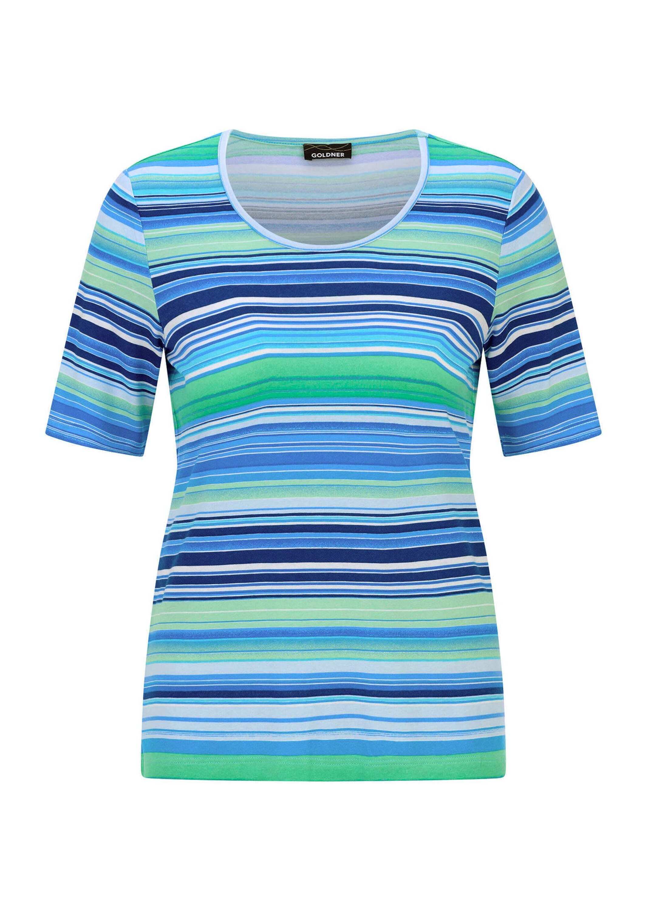 GOLDNER "Viskoseshirt mit frischem Streifenmuster" stretchbequemer Viskosejersey
