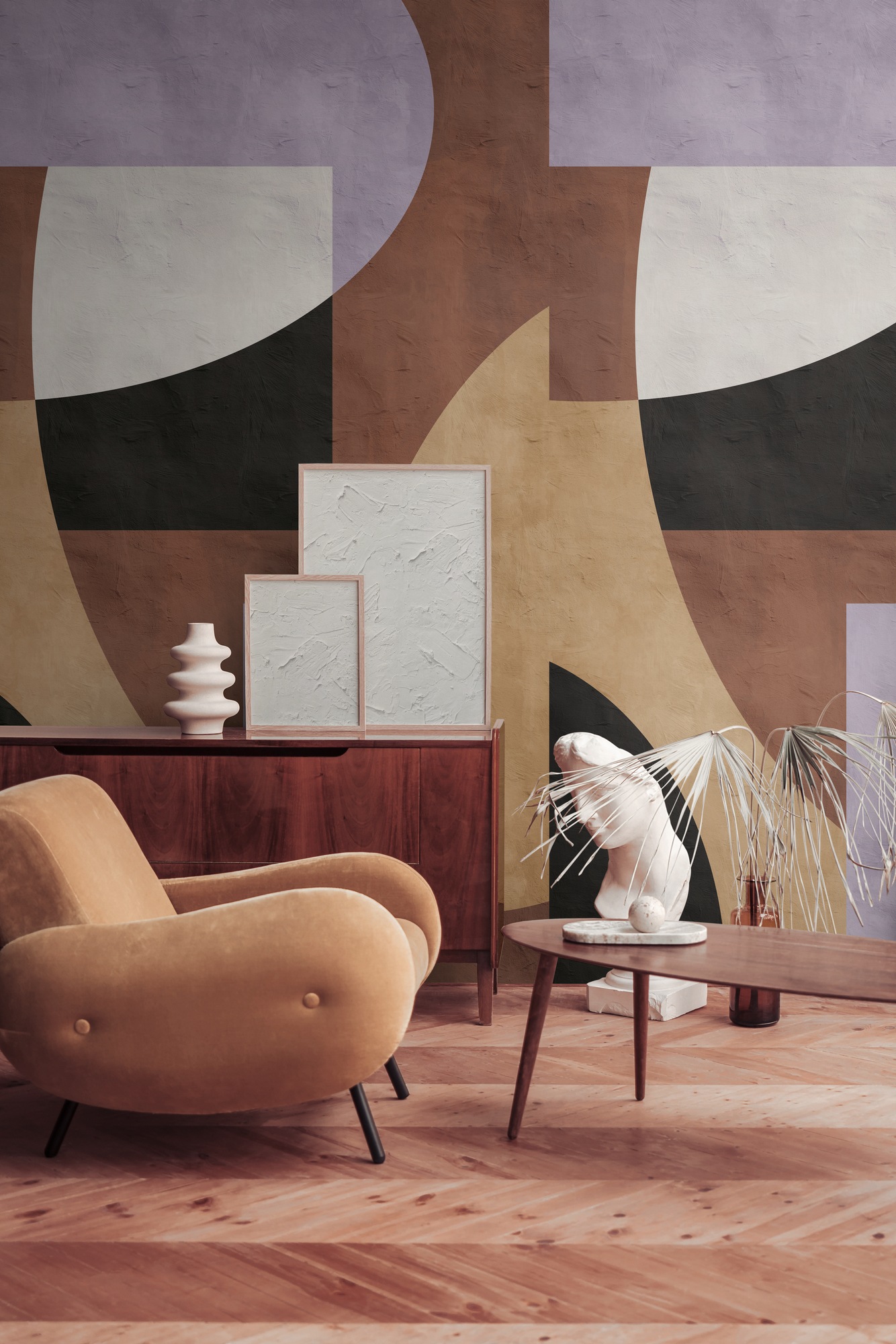 living walls Fototapete "THE WALL III abstrakte Tapete Motivtapete Gemälde Kunst" matt glatt Vintage Vliestapete für Schlafzimmer Küche Wohnzimmer Abstrakt Design