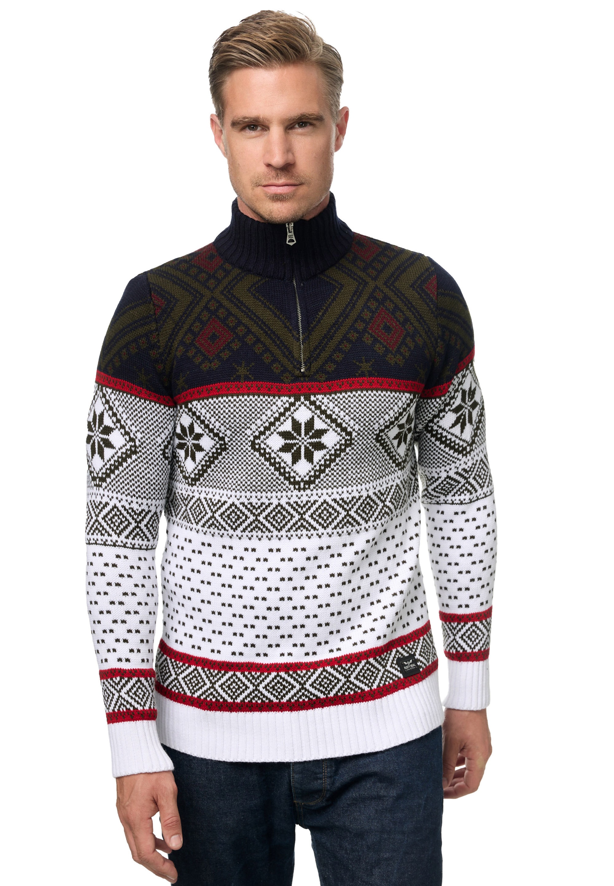 Rusty Neal Strickpullover, mit winterlichem Muster