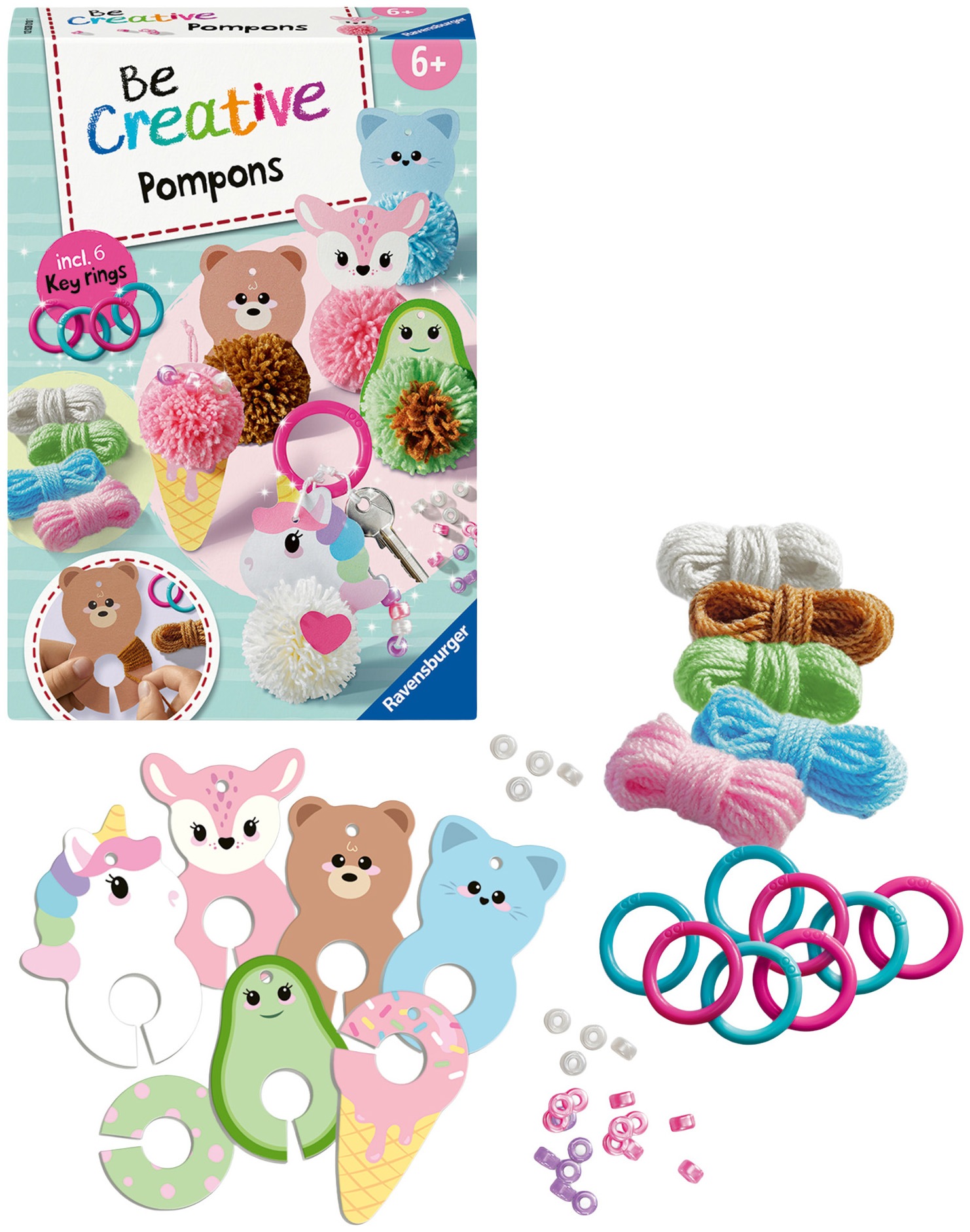 Ravensburger Kreativset »BeCreative Midi, Pompons Kawaii« Made in Europe