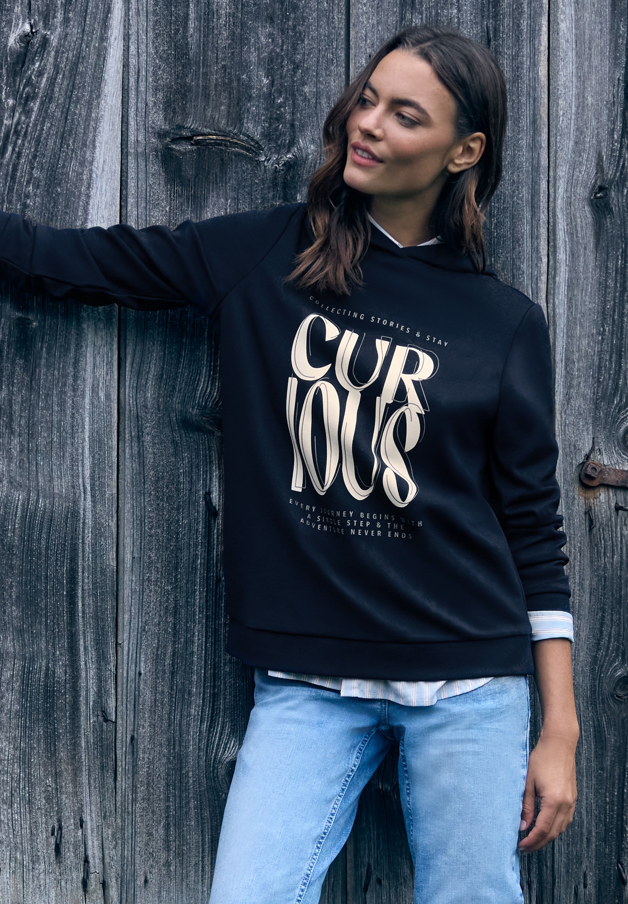 Cecil Langarmshirt mit Wording-Print