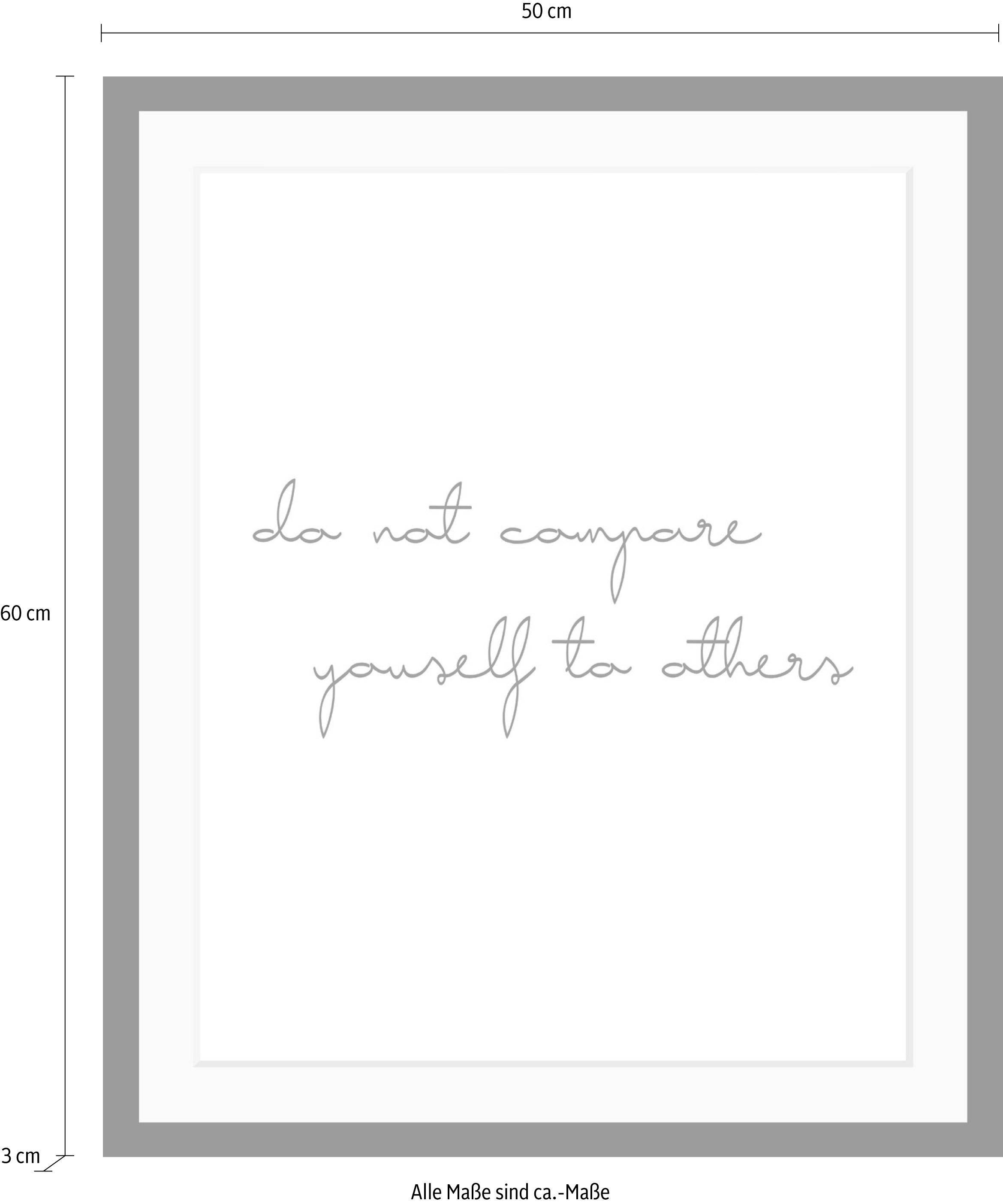 queence Bild »Selbstliebe«, Schwarz-Weiß-Schriftzug-Motivationsbilder, HD Premium Poster-Druck inkl. Holzrahmen