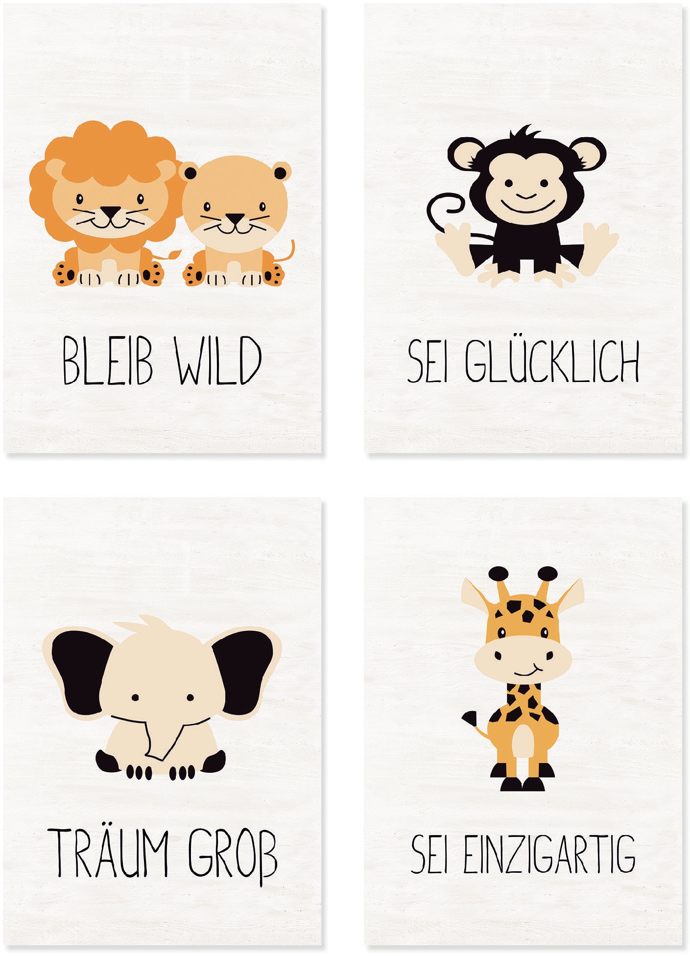 Lüttenhütt Poster »Tiere«, Tiere, Teile), 4 (Set, in 4 Größen Set St., zwei | 4er kaufen BAUR