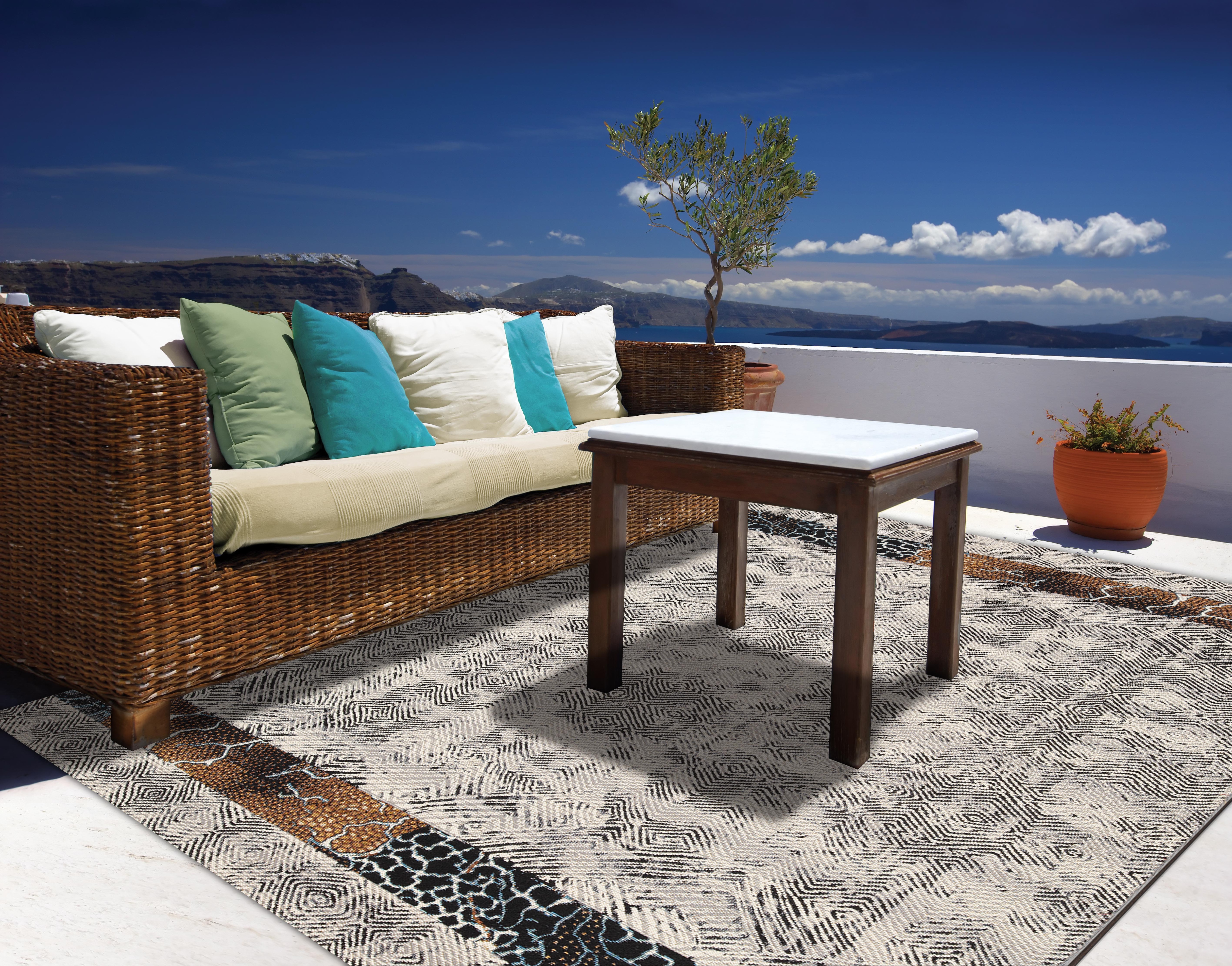 Gino Falcone Teppich "Outdoor-Africa 43" rechteckig 5 mm Höhe Flachgewebe, In- und Outdoor geeignet, Wohnzimmer