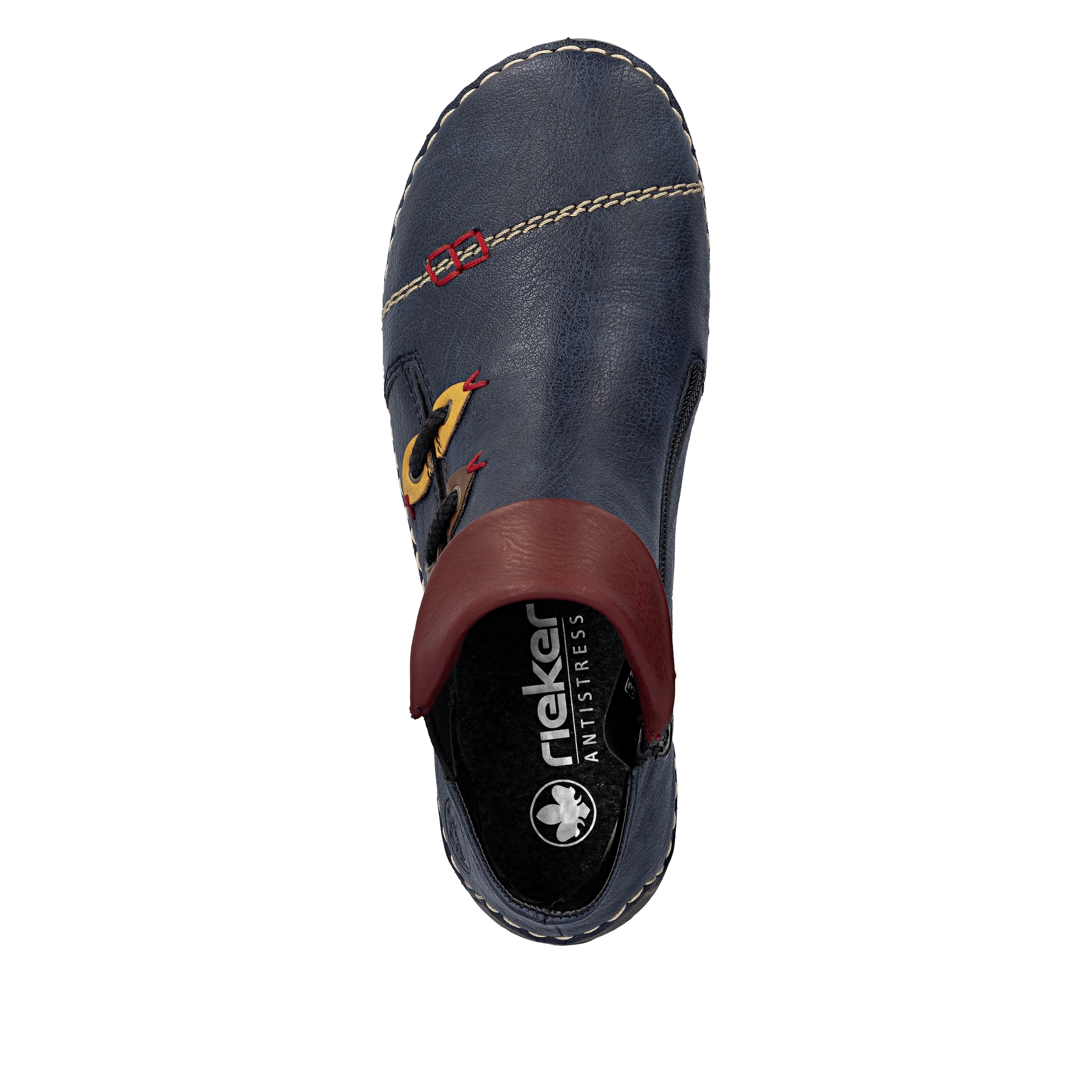 Rieker Stiefelette  Schlupfboots, Slipper mit bunten Applikationen seitlich