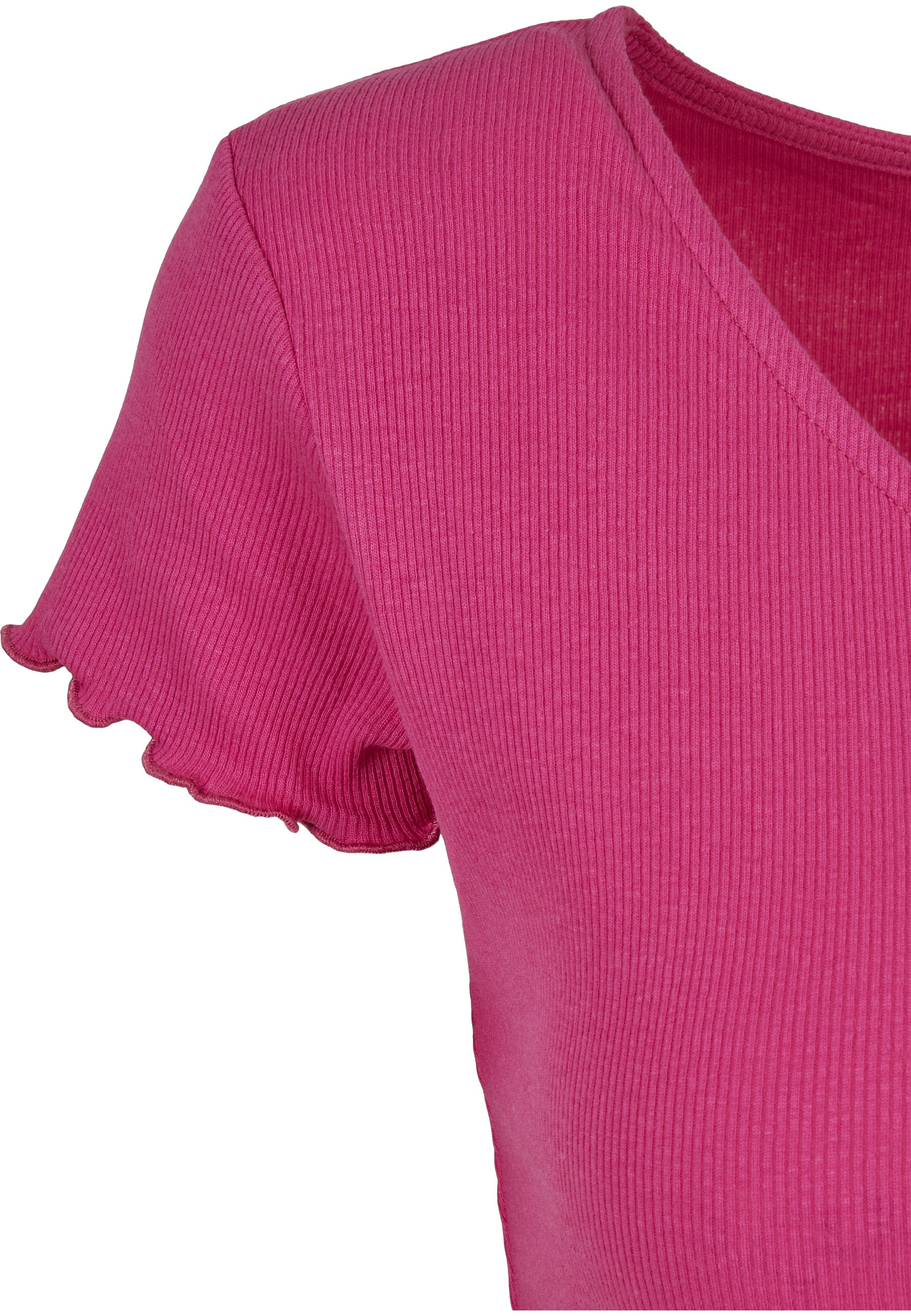 URBAN CLASSICS Kurzarmshirt »Urban Classics Damen Ladies Cropped Button Up Rib Tee« 1