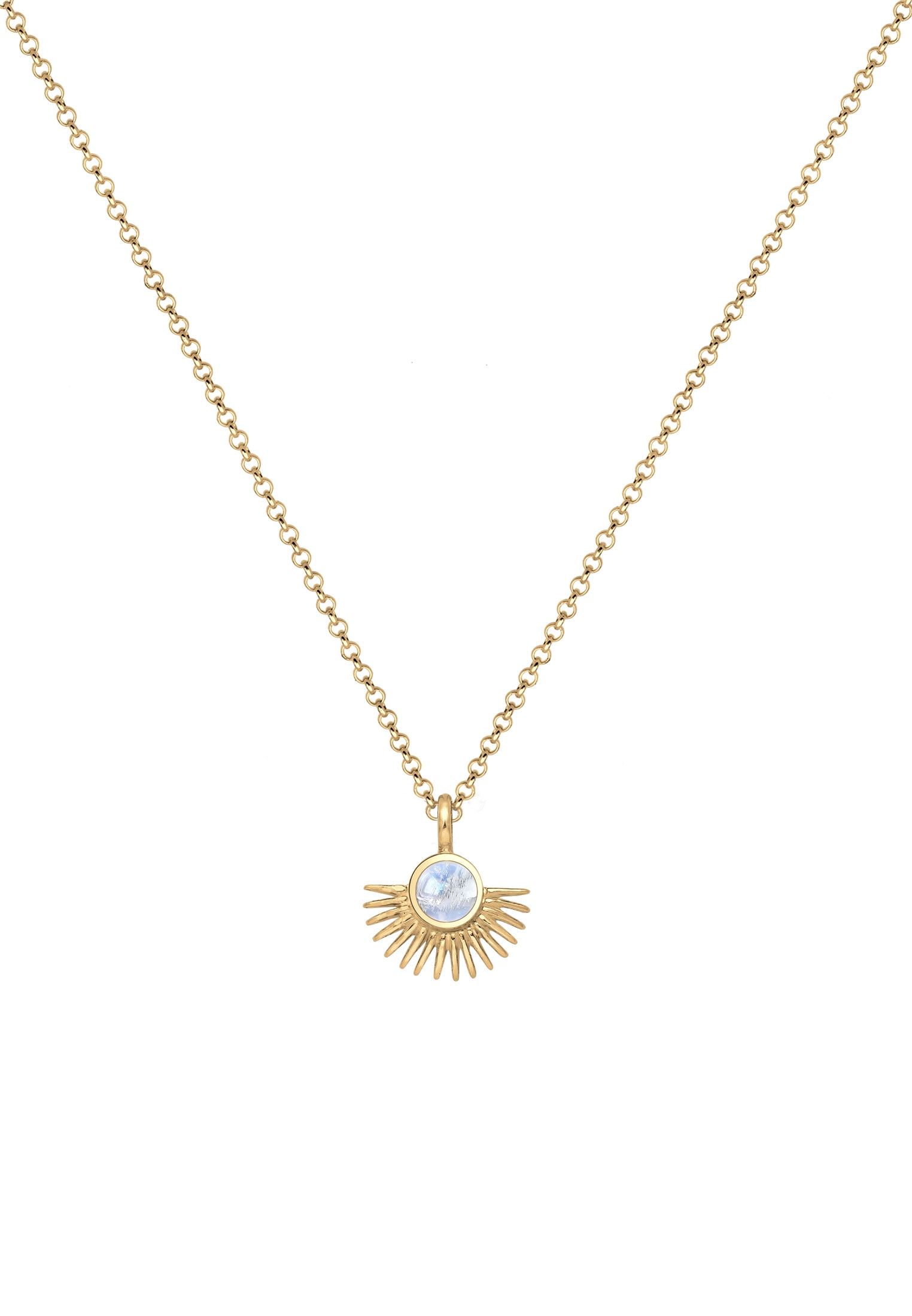 Elli Collierkettchen »Sonne Mondstein Weiß 925 Sterling Silber«