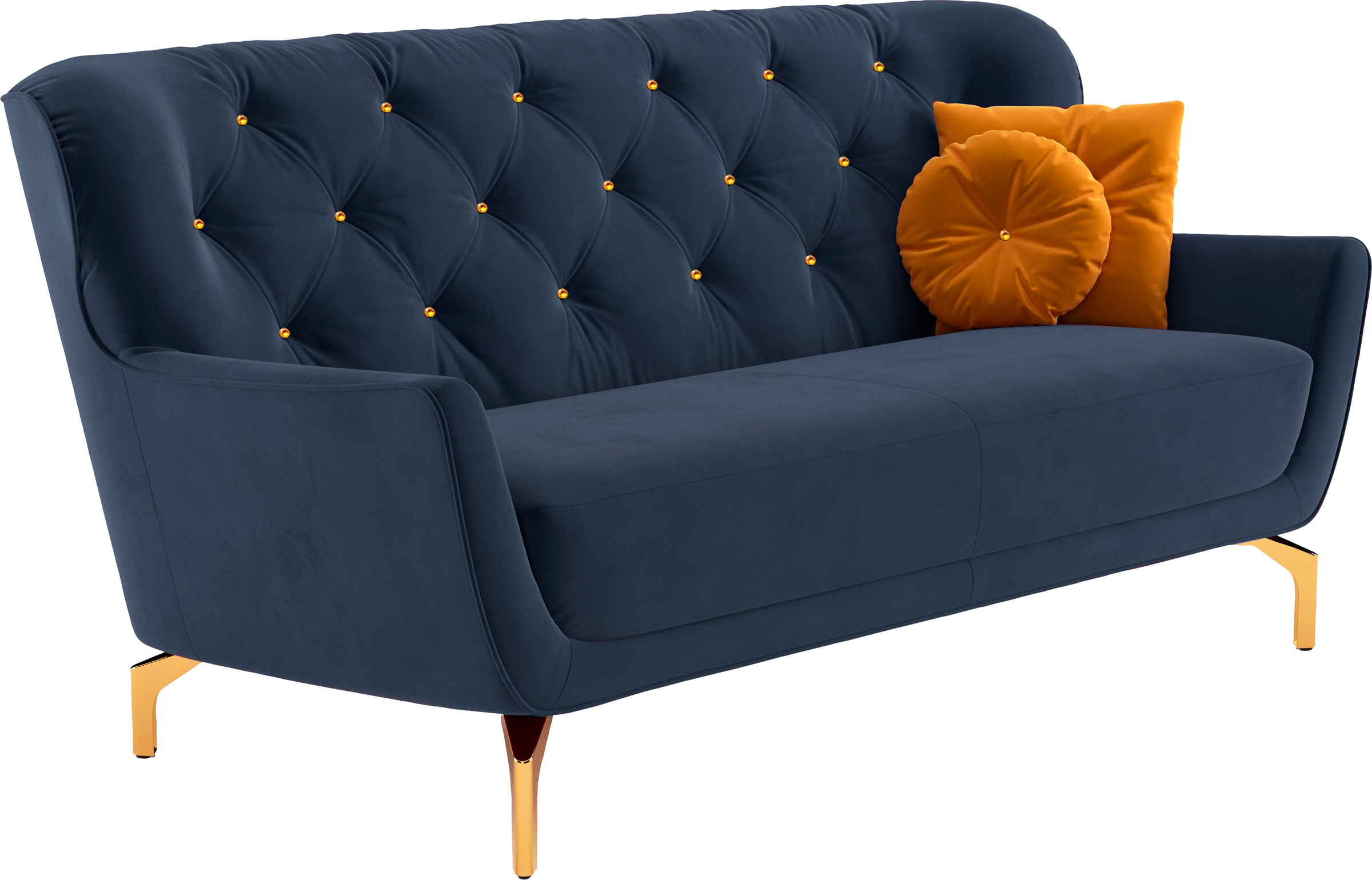 sit&more 3-Sitzer »Orient 3«, inkl. 2 Zierkissen mit Strass-Stein, goldfarbene Metallfüße