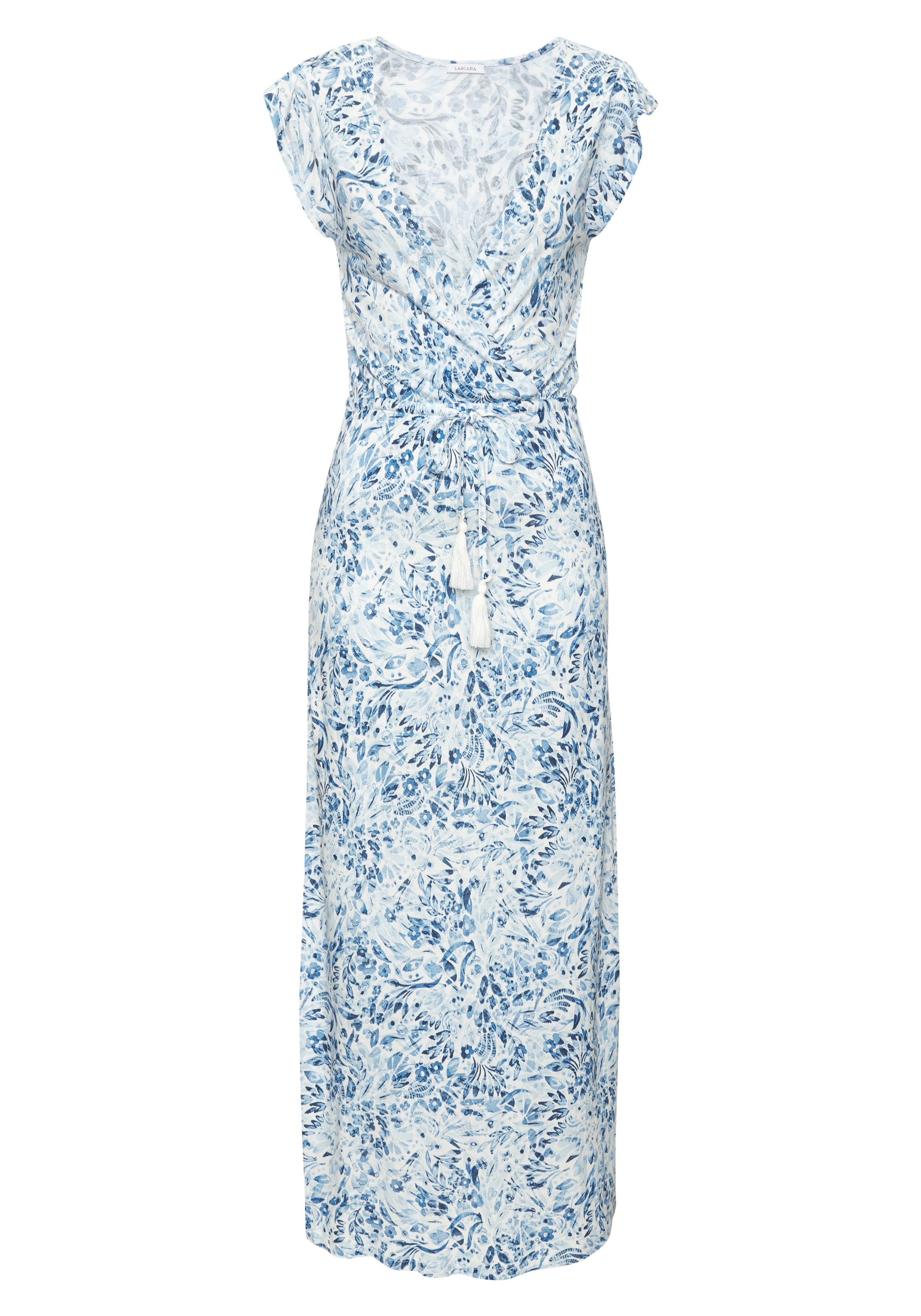 Vivance Maxikleid mit seitlichem Schlitz, zarten Flügelärmeln und Zierband günstig online kaufen