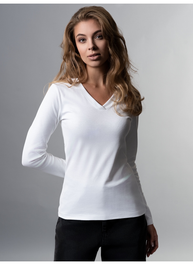 Trigema T-Shirt "TRIGEMA Langarmshirt mit V-Ausschnitt" 1 Stk. tlg. günstig online kaufen