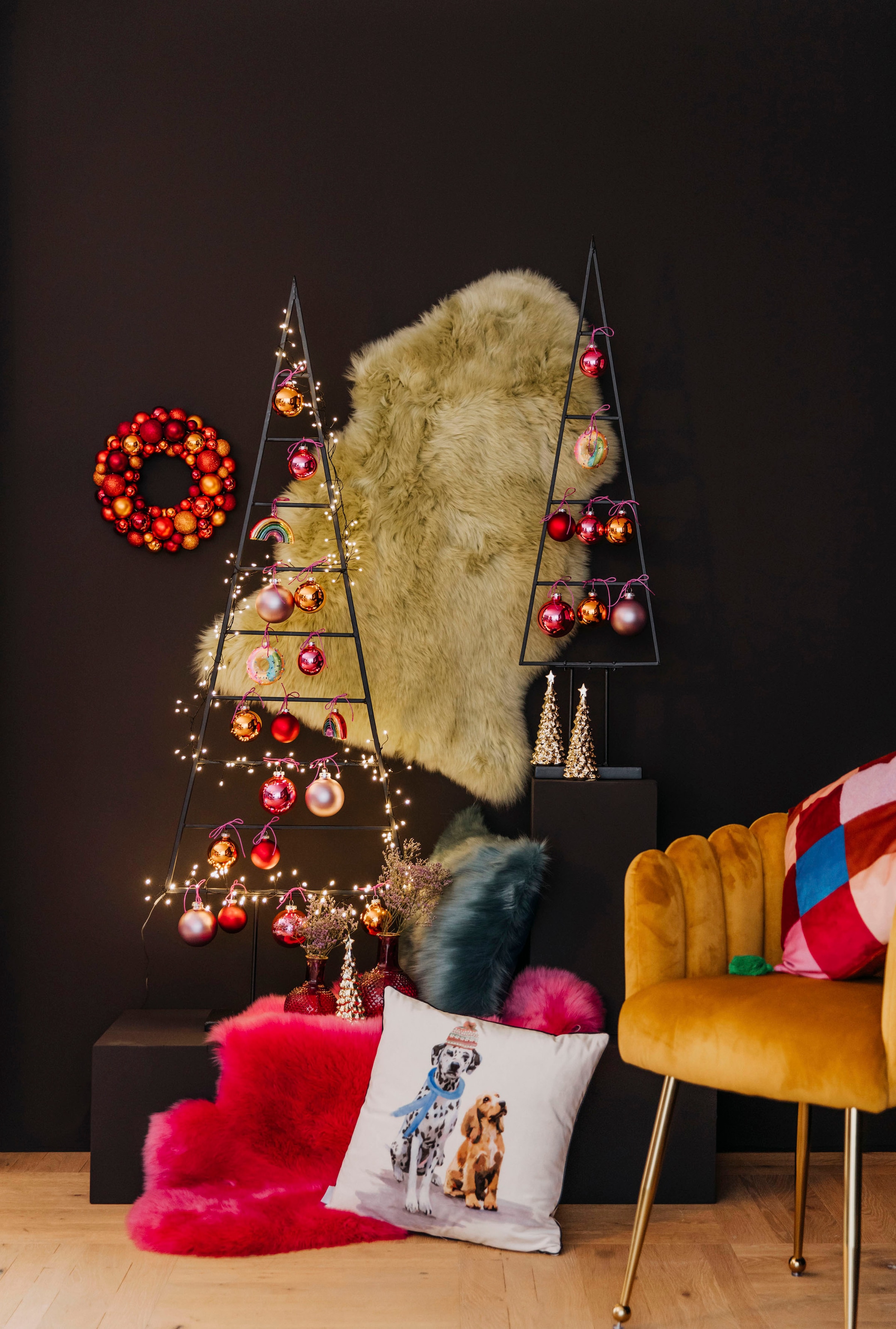 RIFFELMACHER & WEINBERGER Dekokranz »Weihnachtsdeko 32 cm Ø mit Weihnachtsbaumkugeln, | BAUR rot«, ca