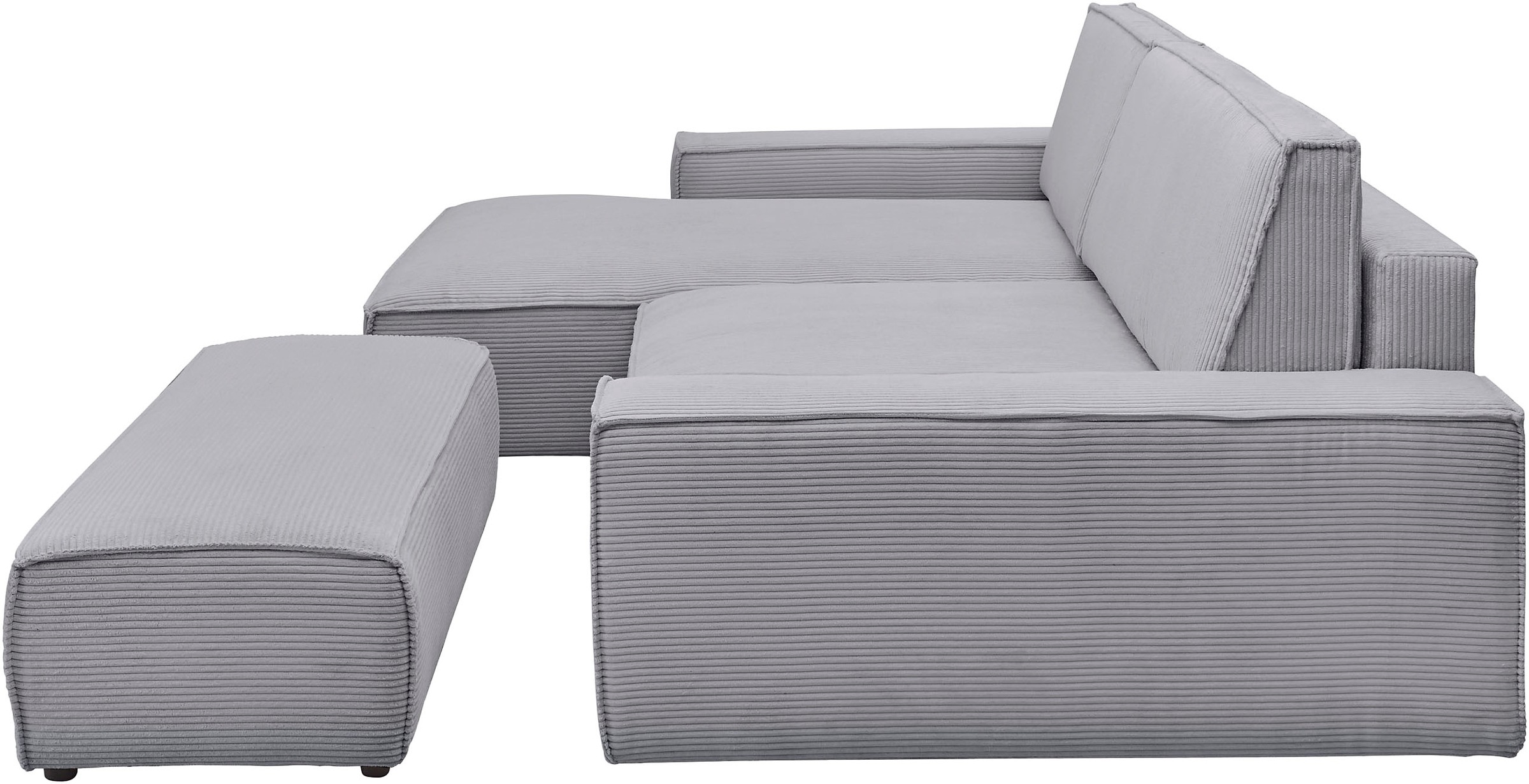 Home affaire Polsterecke »NEU: SHERWOOD XXL tief, L-Form mit Schlaffunktion, Big-Sofa mit Hocker«, (Set, 2 St.), stellbar zum Schlafsofa (Krokodilverbinder), Cord, Leinenoptik