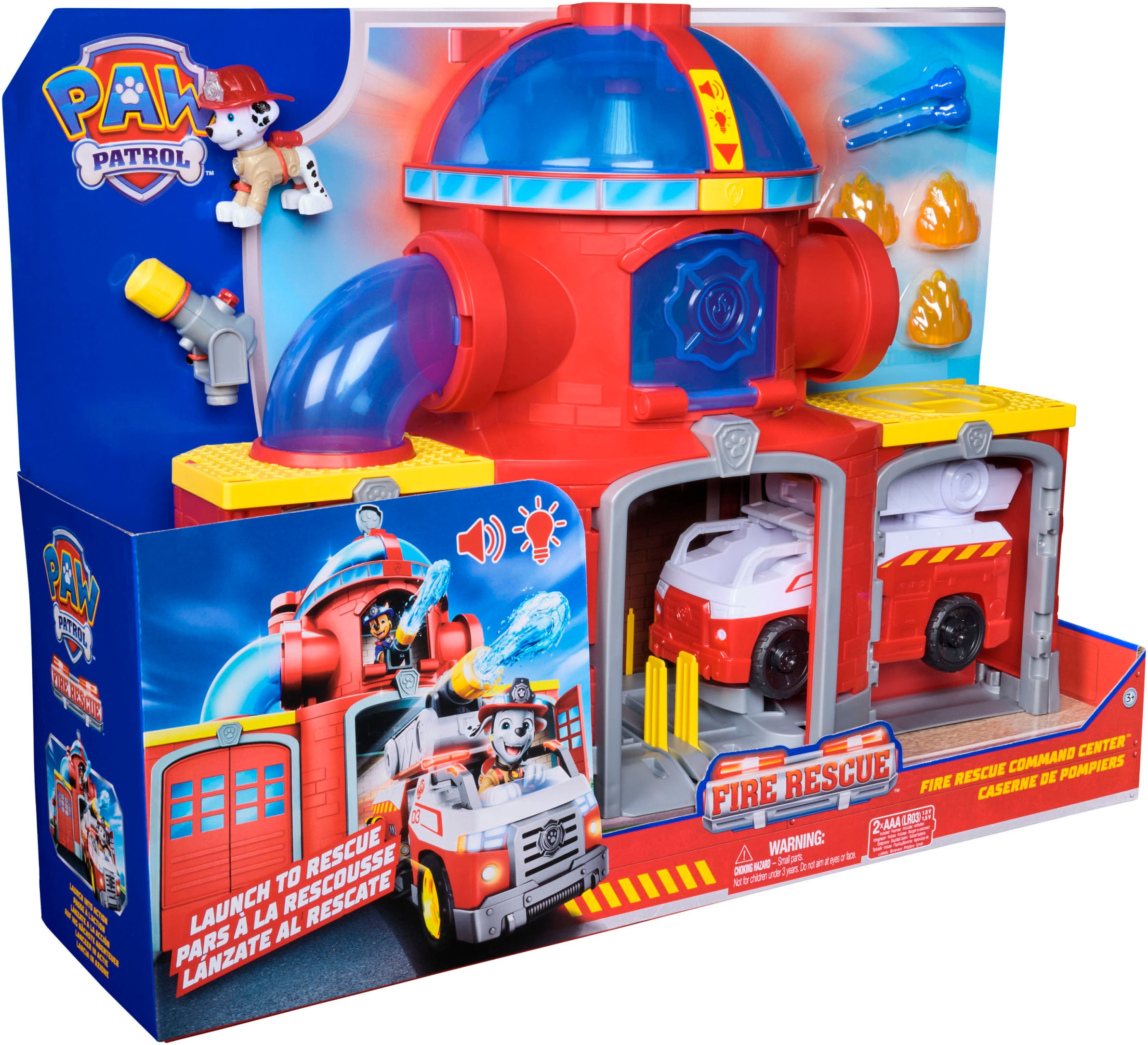Spin Master Spiel-Feuerwehrwache »PAW Patrol Fire Rescue - Feuerwehr-Station«, inkl. Marshall und Fahrzeug; mit Licht- und Soundeffekten