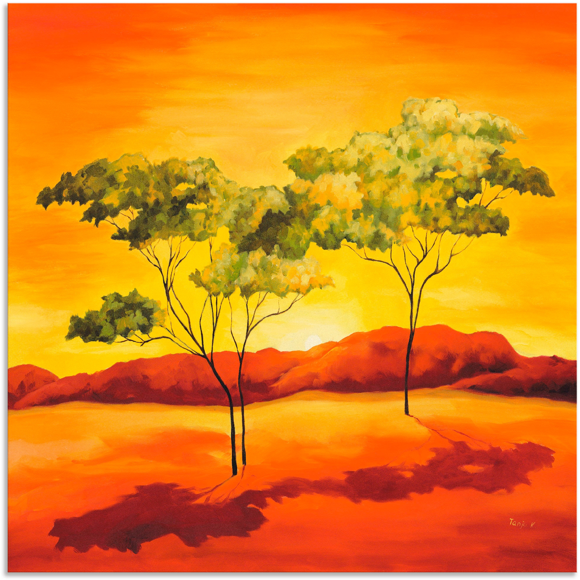Artland Wandbild »Sonnenuntergang in der Steppe«, Afrika, (1 St.), als Leinwandbild, Poster in verschied. Größen