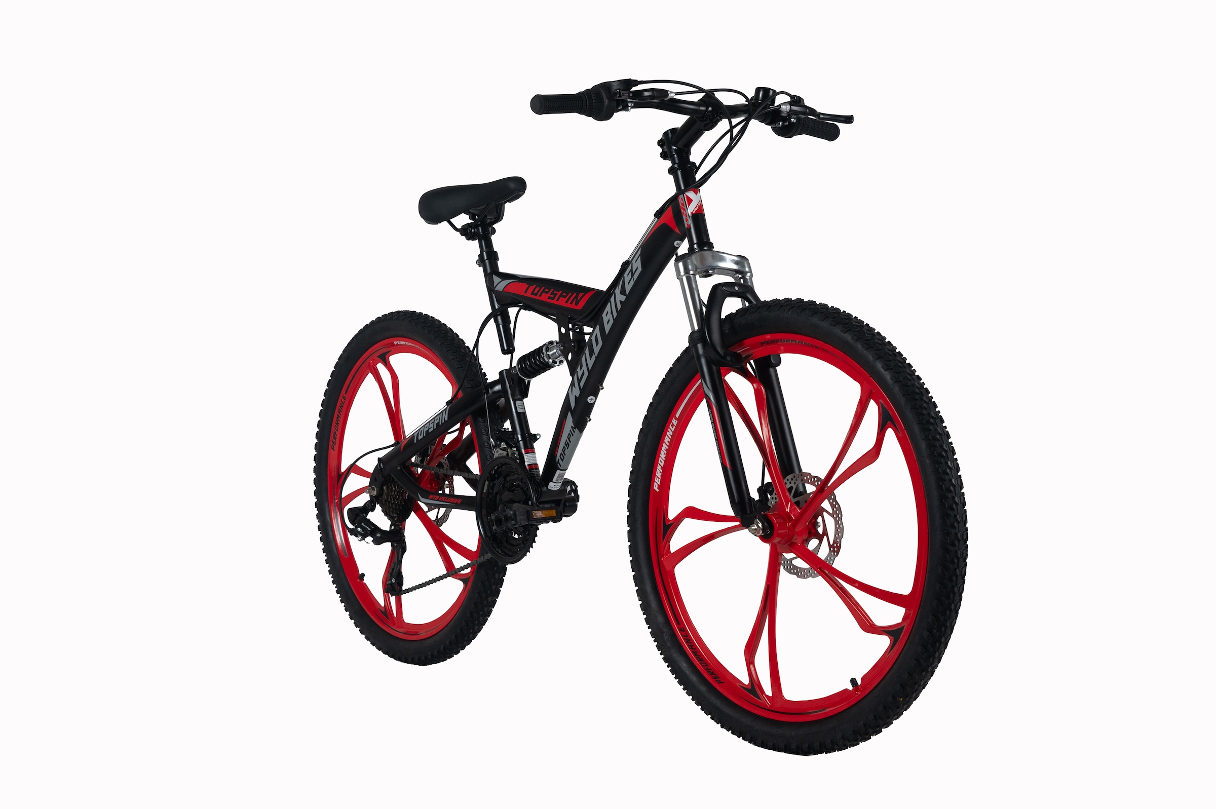 WYLD Mountainbike »WYLD Mountainbike Fully 26'' Topspin schwarz-rot« 21 Gang Shimano Tourney Schaltwerk Kettenschaltung