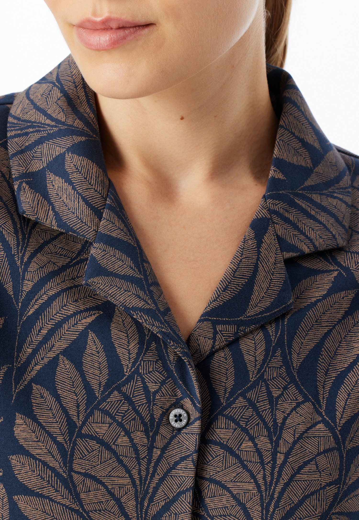 Schiesser Pyjama »Interlock« mit klassischem Kragen und durchgehender Knopfleiste