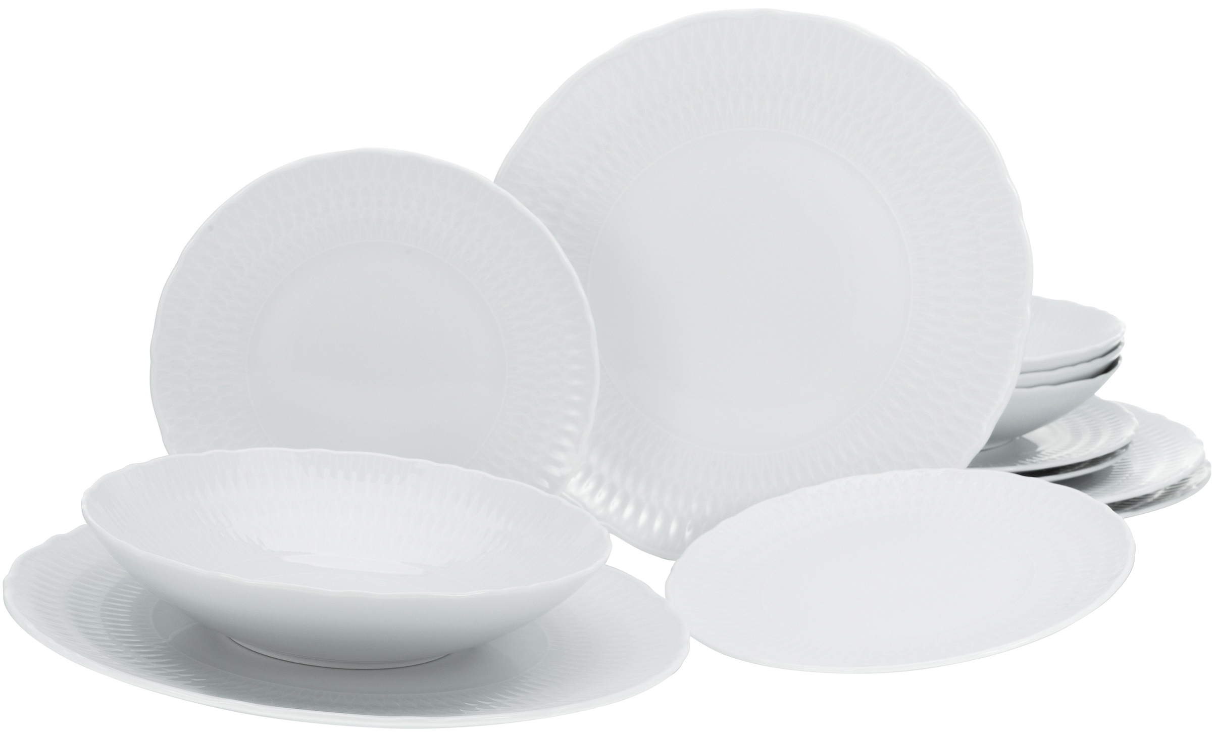 CreaTable Teller-Set "Geschirr-Set Sofia", (Set, 12 tlg., Tafelservice für 4 Personen), Service, klassisch elegantes Rel