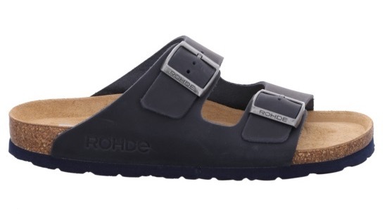 Pantolette ROHDE "Grado", Herren, Gr. 40, blau (dunkelblau), Leder, Schuhe Pantolette, Sommerschuh, Schlappen, Poolslides, ergonomisch geformtes Fußbett 3