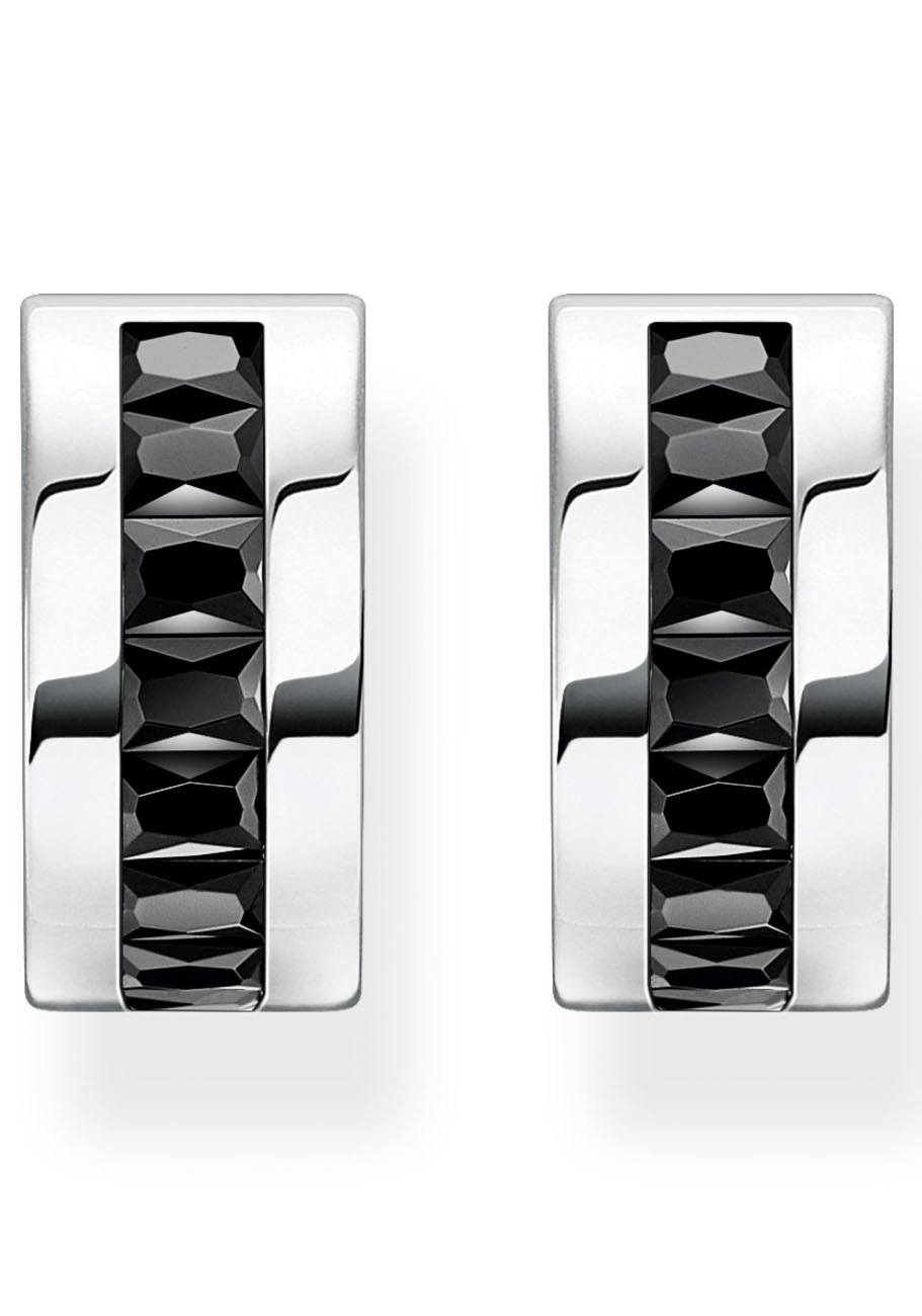 THOMAS SABO Paar Creolen »schwarze Steine pavé, weiße Steine Pavé, CR670-051-14, CR670-643-11«, mit Zirkonia (synth.)