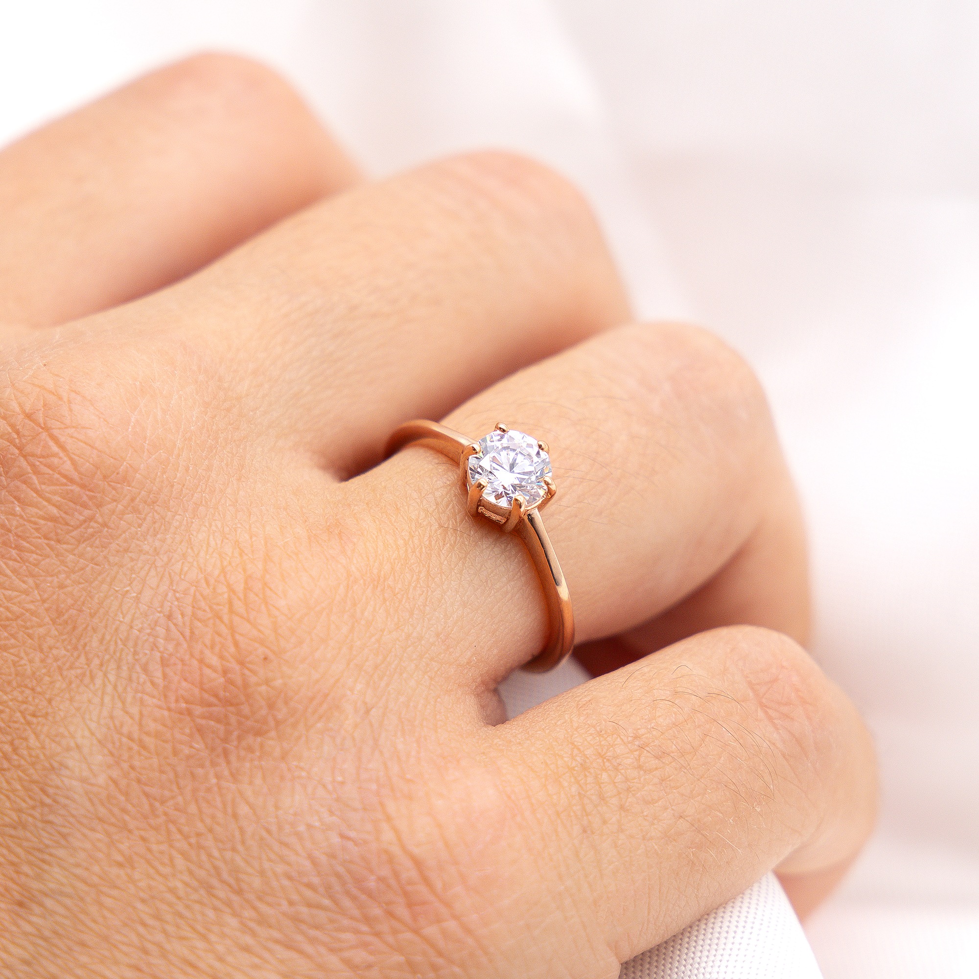 Zeeme Fingerring »925/- Sterling Silber rotvergoldet Zirkonia«