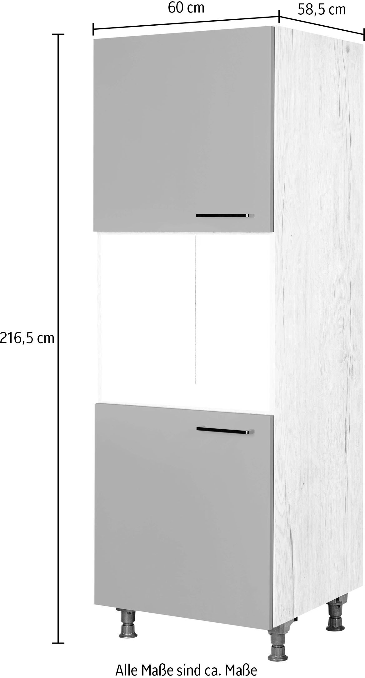nobilia® Herdumbauschrank »"Easytouch", Ausrichtung wählbar, mit zwei zusätzlichen Türen,«, vormontiert, Breite/Höhe: 60/167,8 cm
